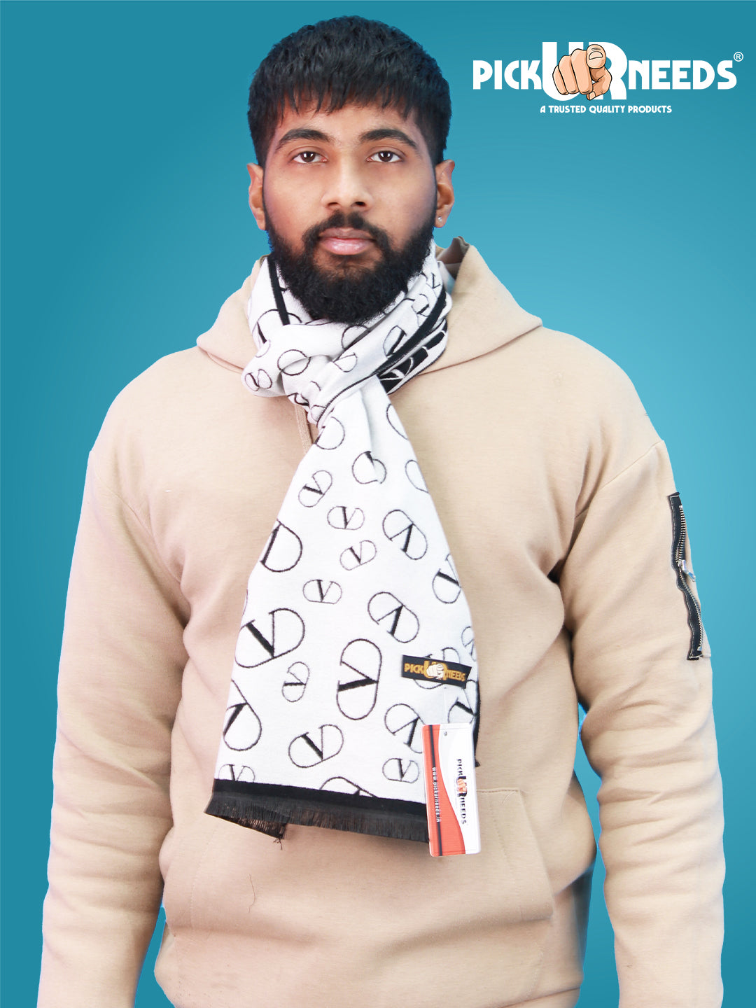 Pick Ur Needs Wool Blend Muffler for Men Soft Winter Scarf with Elegant Checks All-Day Comfort