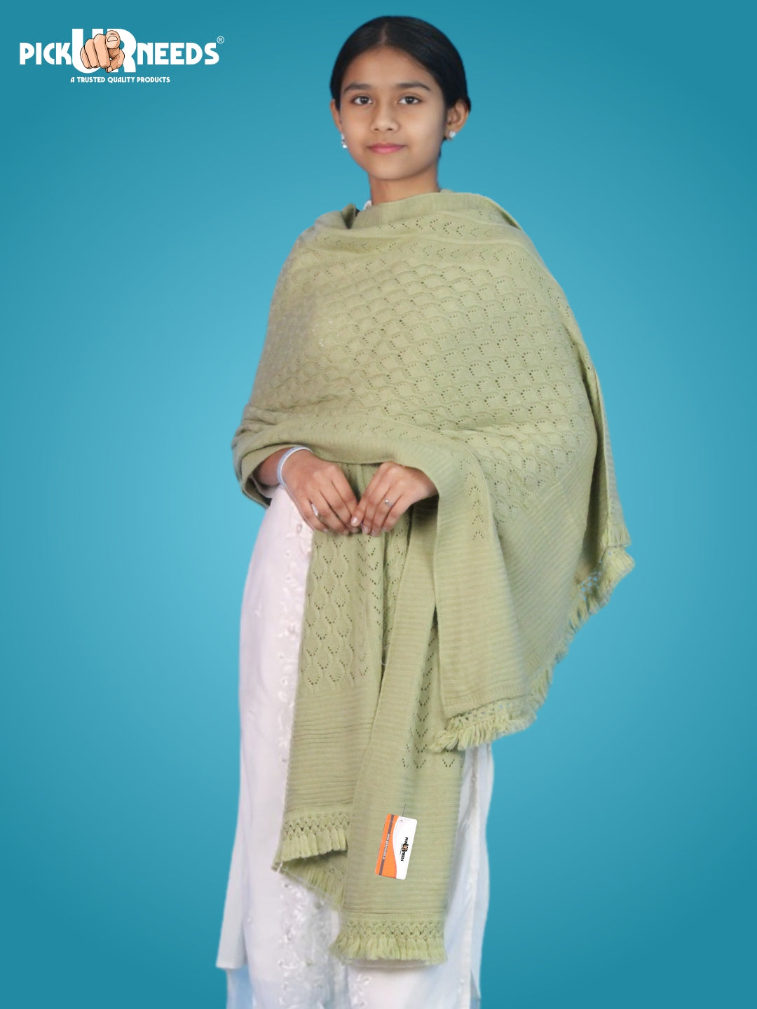 Pick Ur Needs Women’s Premium Knitted Winter Soft Shawl Woolen Warm Stole with Elegant Lace Pattern & Tassels For Girls