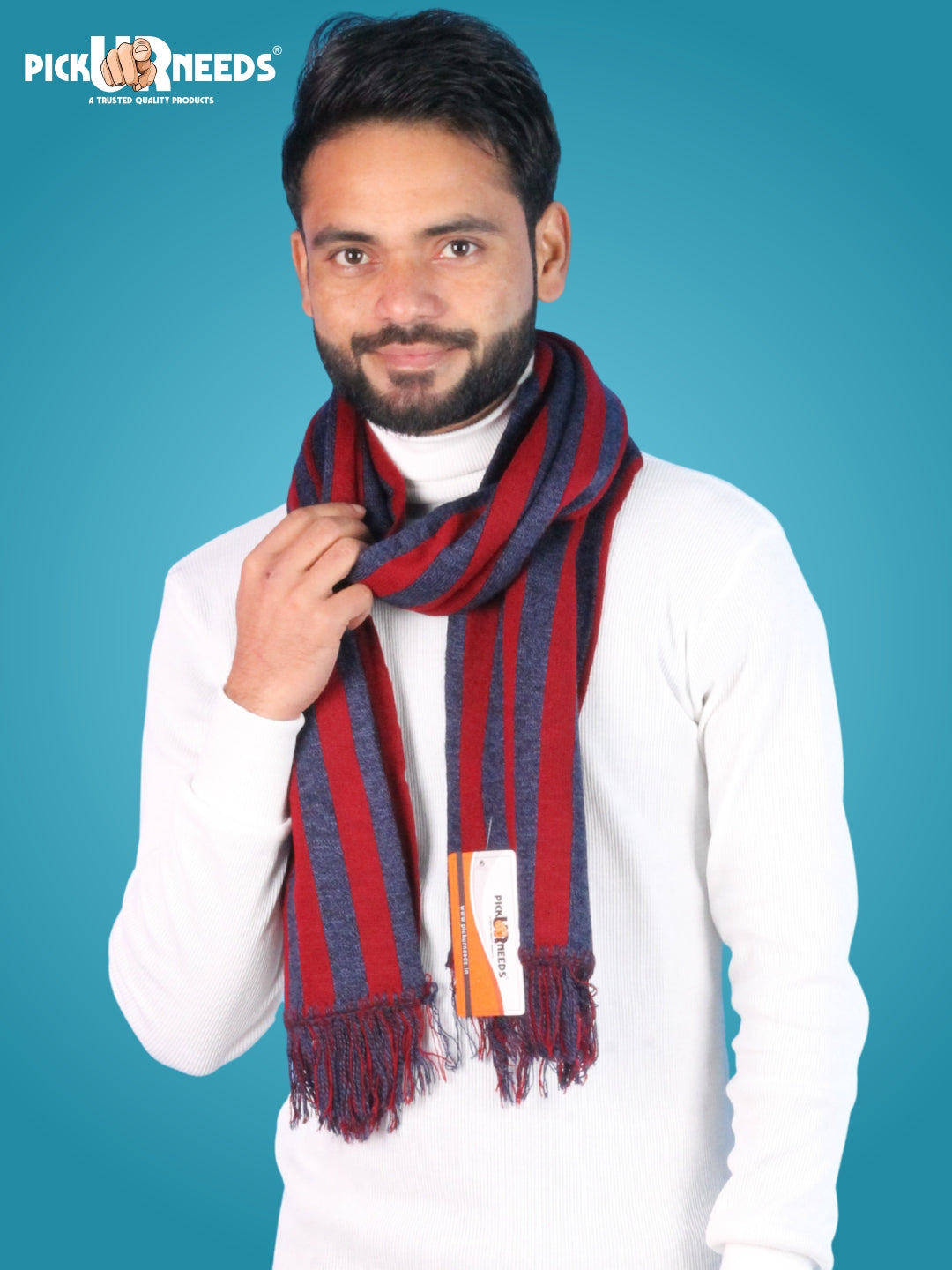 Pick Ur Needs Premium Soft Winter Muffler for Men Stylish Striped Woolen Scarf Warm & Comfortable