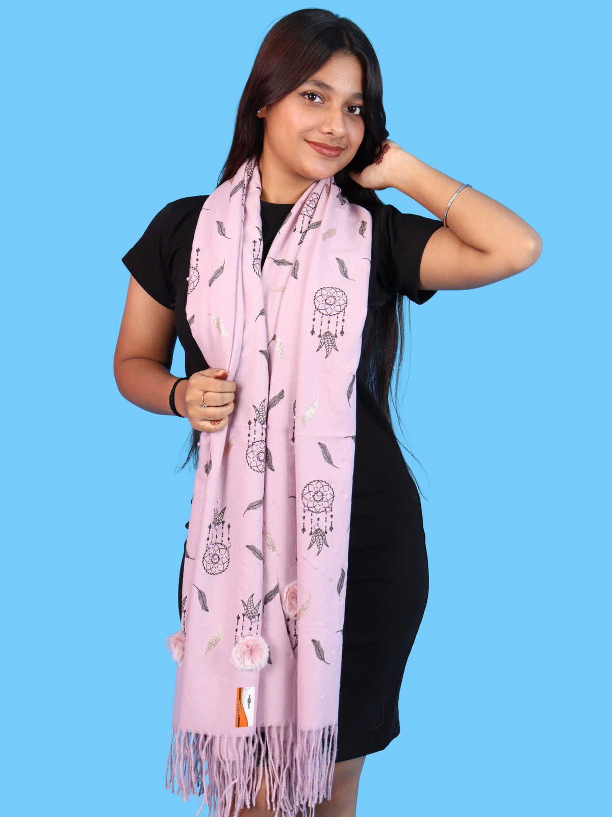 Pick Ur Needs Womens & Girls Muffler & Scarf with Elegant Dreamcatcher Print Soft Warm Lightweight Winter Neck Wrap with Stylish Fringes