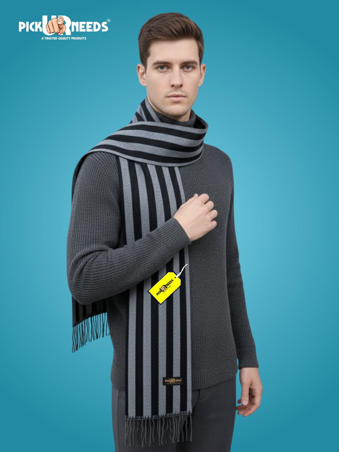 Pick Ur Needs Premium Soft Winter Muffler for Men Stylish Striped Woolen Scarf Warm & Comfortable