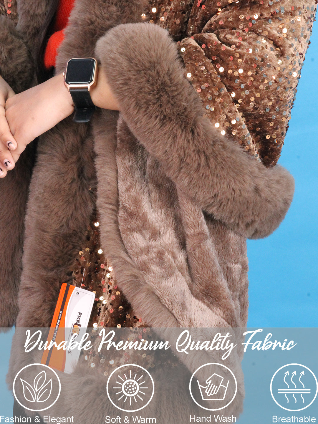 Visit the Pick Ur Needs Store Pick Ur Needs Luxury Sequin Faux Fur Shawl for Women Poncho & Winter Shrug Soft Warm Designer Wrap for Evening Parties