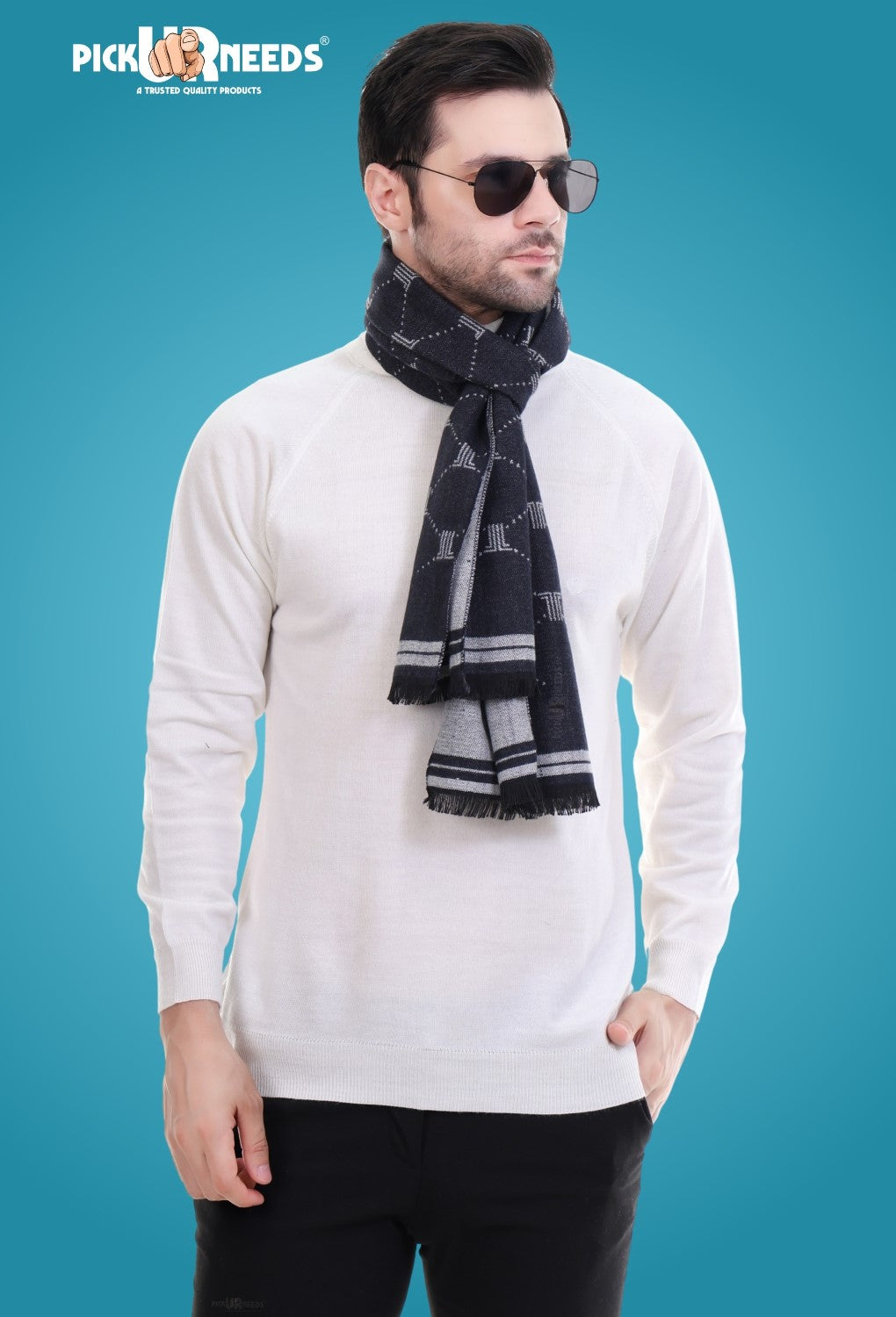 Pick Ur Needs Men's Muffler Check Desgin Premium Woolen Blend Fabric Stylish Look Muffler For Men