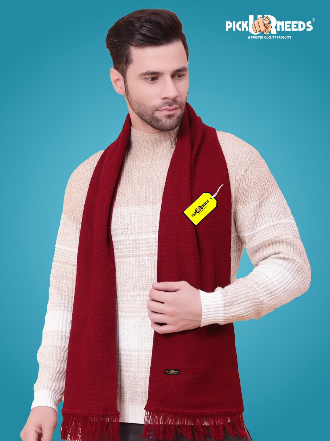Pick Ur Needs Premium Soft, Warm & Breathable Wool Blend Winter Scarf for Men Fashionable Elegant Muffler