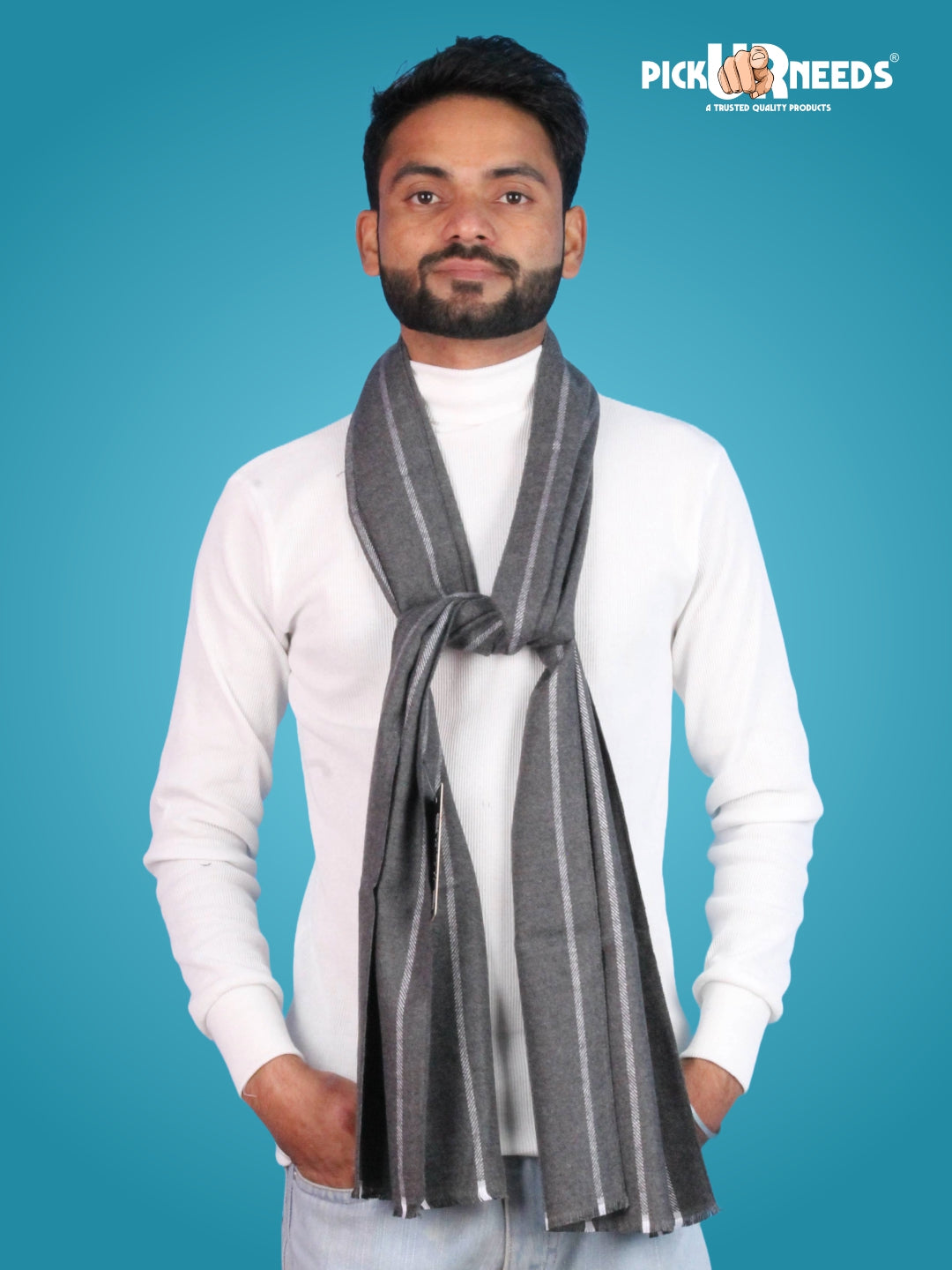 Pick Ur Needs Premium Winter Muffler for Men Soft Wool-Blend Checked Scarf Warm, Lightweight & Stylish Muffler for Office, Casual & Outdoor Wear