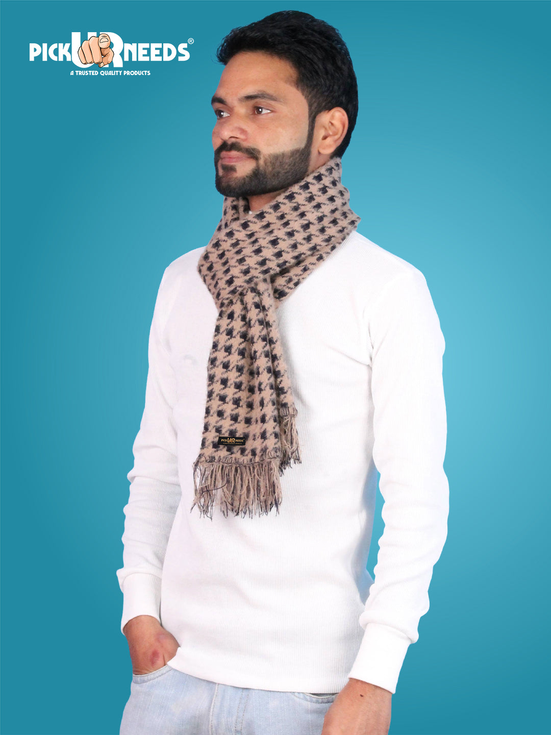Pick Ur Needs Soft Warm Woolen Premium Winter Muffler for Men Scarf with Stylish Check Pattern Long & Comfortable Cold Weather Neck Wrap