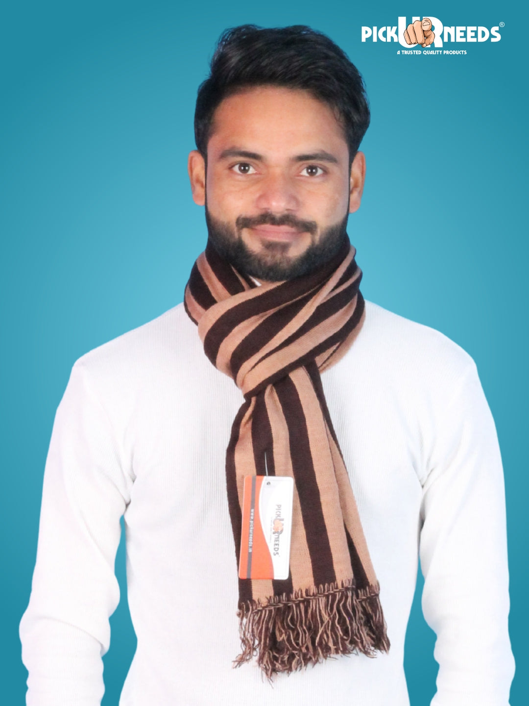 Pick Ur Needs Premium Soft Winter Muffler for Men Stylish Striped Woolen Scarf Warm & Comfortable