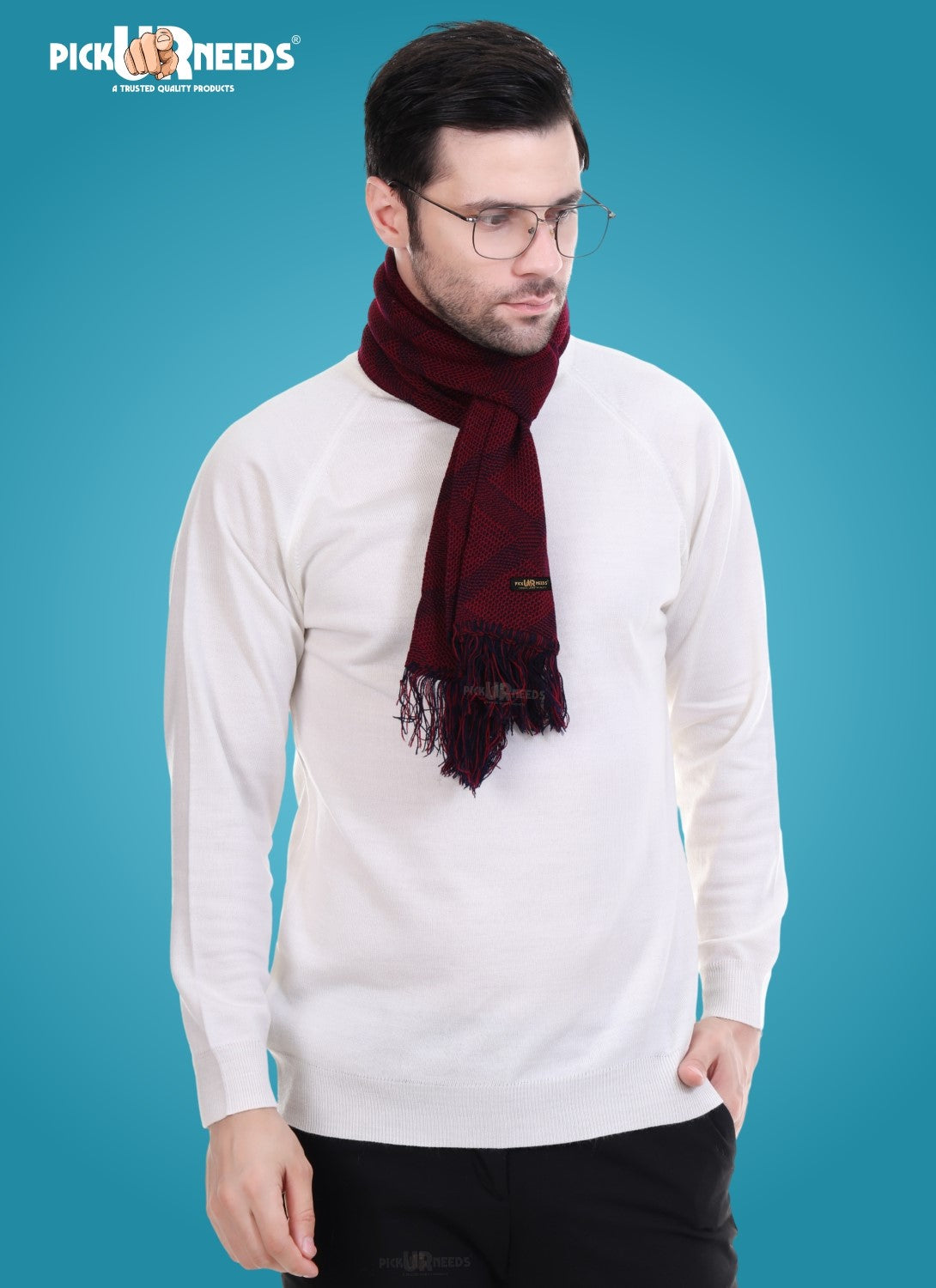 Pick Ur Needs Men’s Premium Winter Scarf Soft Knitted Muffler with Diamond Pattern Warm, Stylish & Lightweight for Cold Weather