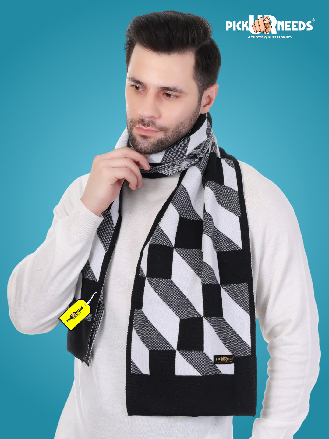 Pick Ur Needs Men’s Premium Winter Wool Muffler – Soft & Warm Knitted Scarf for Casual, Office & Travel Stylish Stripe Design