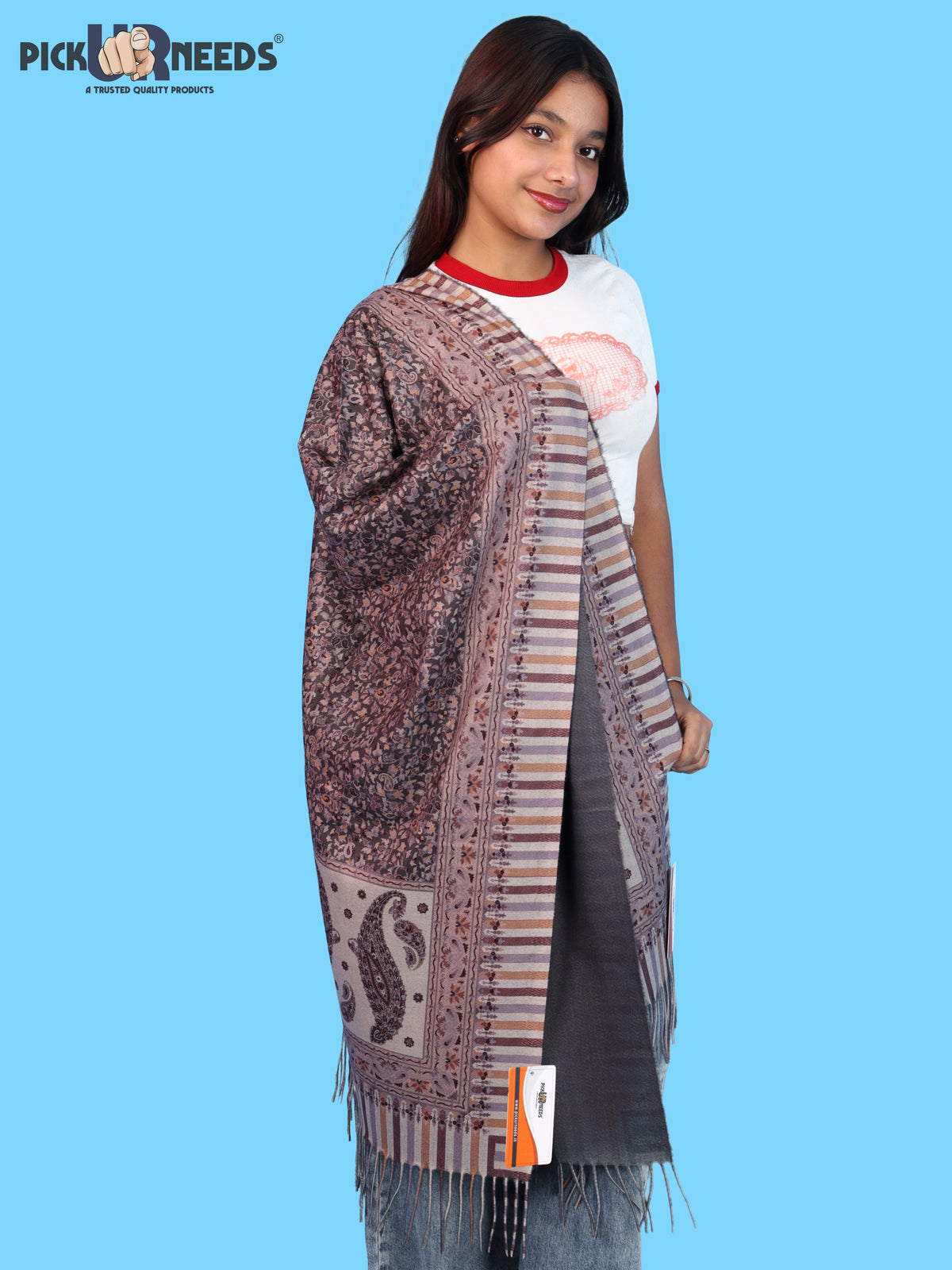 Pick Ur Needs Women Winter Shawl & Muffler Soft Warm Floral Paisley Printed Stole with Tassels Stylish Lightweight Neck Wrap Scarf for Women & Girls