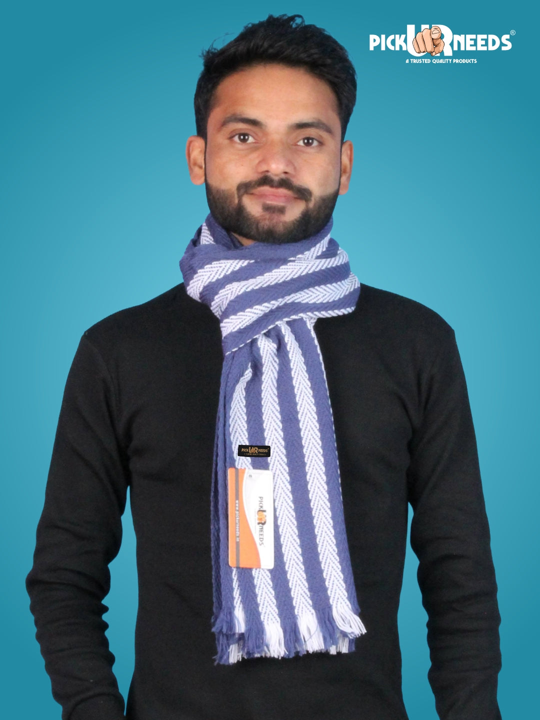 Pick Ur Needs Premium Men's Warm And Stylish Woolen Muffler With Multicolour Stripes And Stylish Tussles Ends