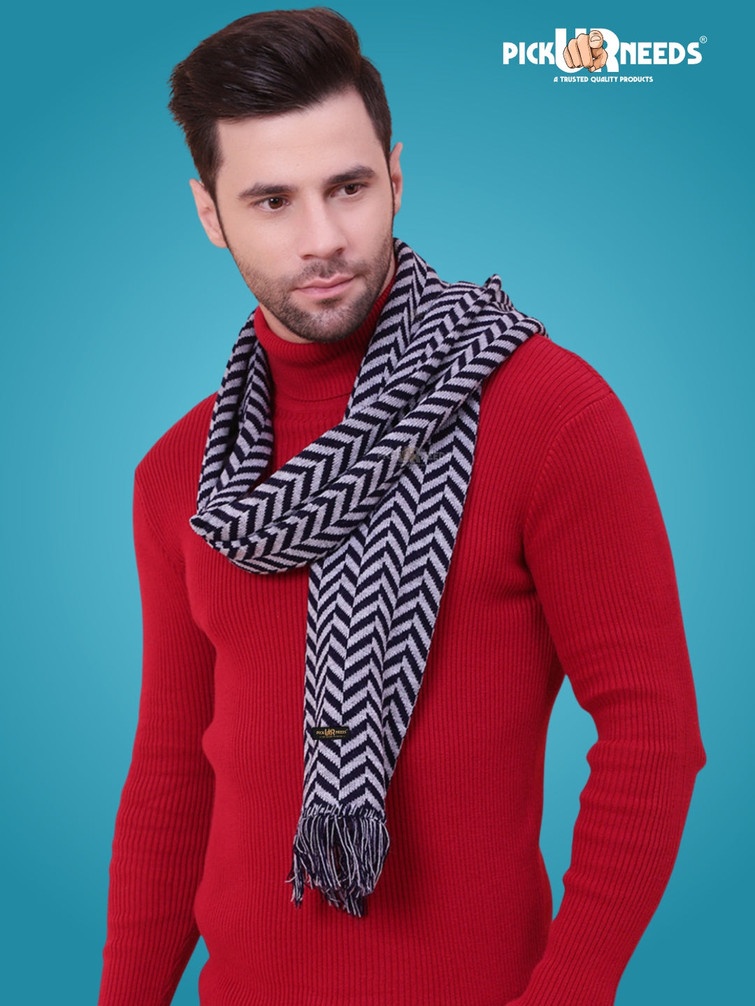 Pick Ur Needs Men's Stylish Zig Zag Knit Scarf  Soft, Warm & Breathable Fabric for Causal & Formal Wear Winter Muffler