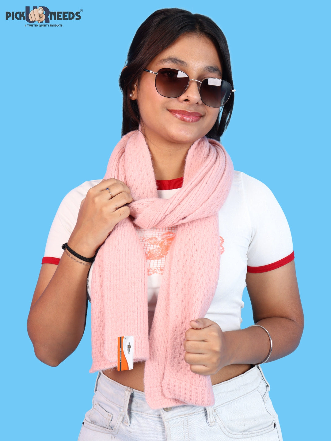 Pick Ur Needs Womens Soft Muffler Scarf, Lightweight Knitted Winter Stole, Warm & Cozy Long Neck Wrap for Women & Girls