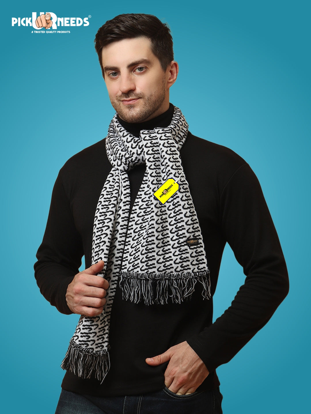 Pick Ur Needs Premium Winter Knit Muffler for Men Soft Woolen Neck Scarf with Stylish Pattern Warm & Comfortable Winter Wear for Outdoor & Casual Use