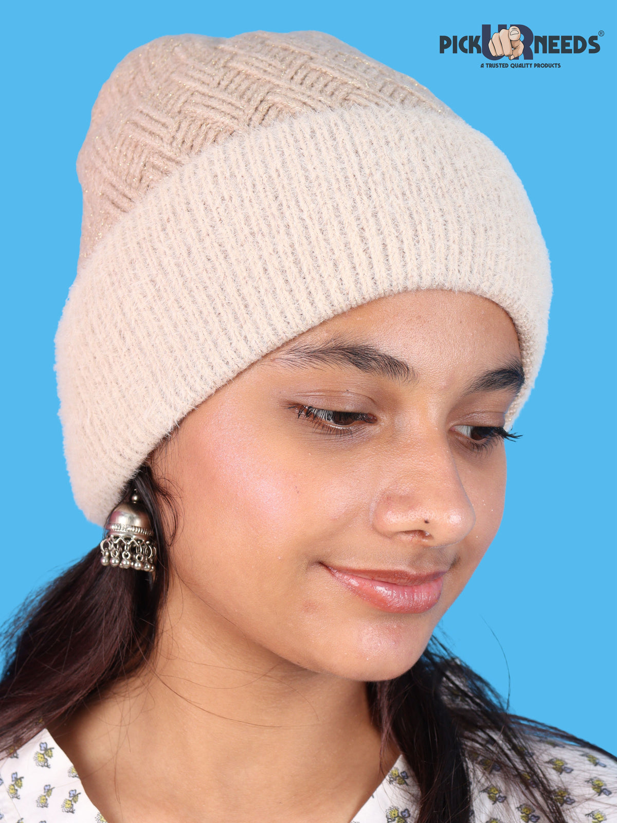 Pick Ur Needs Women & Girls Winter Beanie Cap Cozy & Soft Knitted Warm Hat with Stretchable Fit