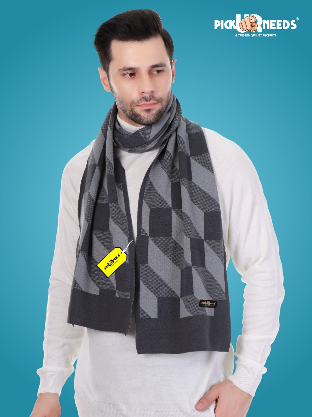 Pick Ur Needs Men’s Premium Winter Wool Muffler – Soft & Warm Knitted Scarf for Casual, Office & Travel Stylish Stripe Design