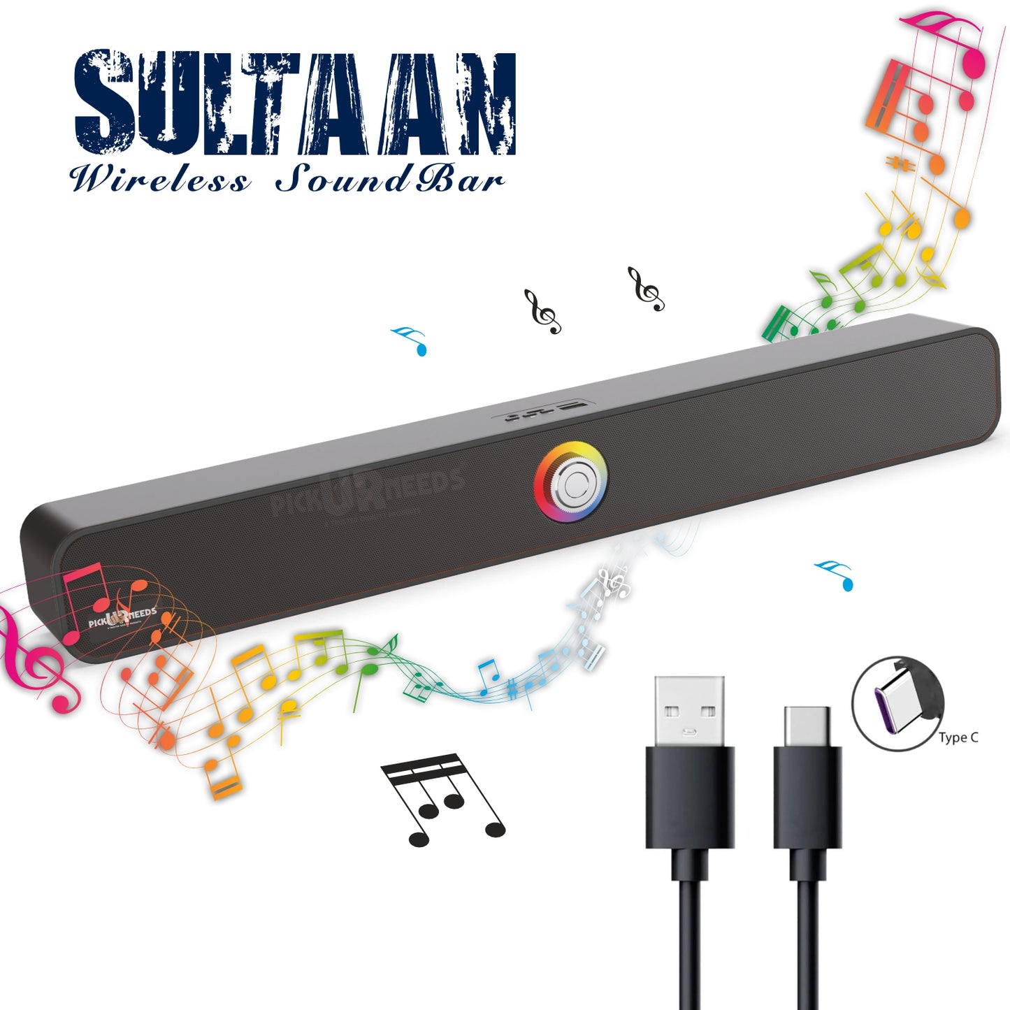 Pick Ur Needs Bluetooth Soundbar Speaker Portable 40W with 240F Card USB Playback Dynamic Thunder Bass Home TV Sound Bar