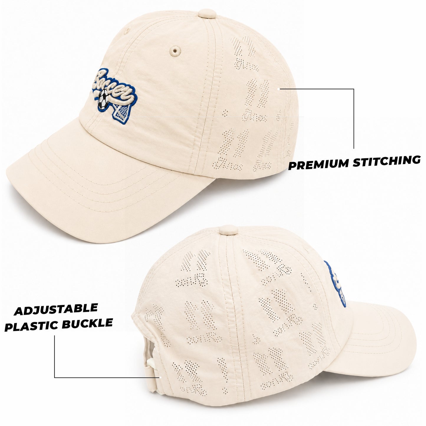 Pick Ur Needs Soccer Embroidered Performance Baseball Cap for Kids & Teens – Breathable Sun Protection Sports Hat, Adjustable Lightweight Soccer Caps