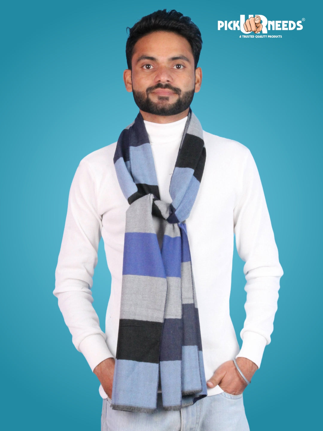 Pick Ur Needs Premium Winter Muffler for Men Soft Wool-Blend Checked Scarf Warm, Lightweight & Stylish Muffler for Office, Casual & Outdoor Wear
