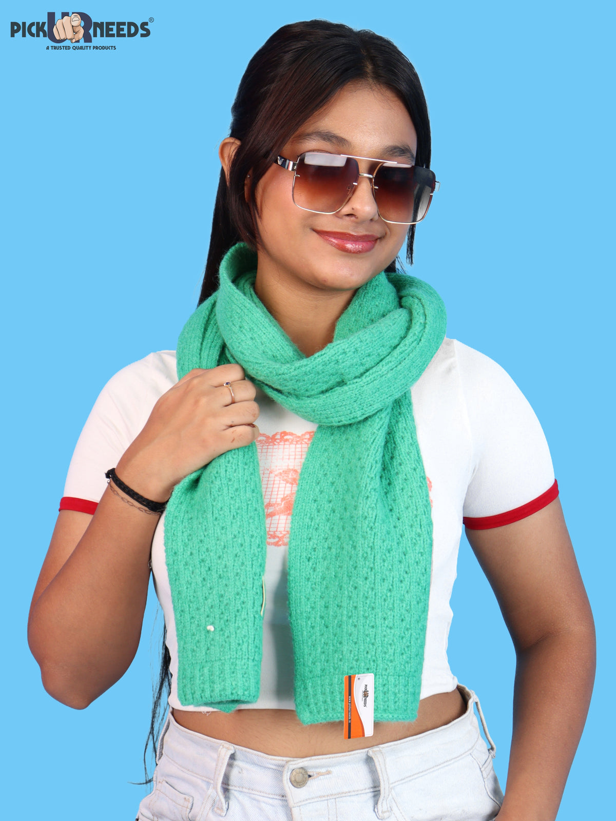 Pick Ur Needs Womens Soft Muffler Scarf, Lightweight Knitted Winter Stole, Warm & Cozy Long Neck Wrap for Women & Girls