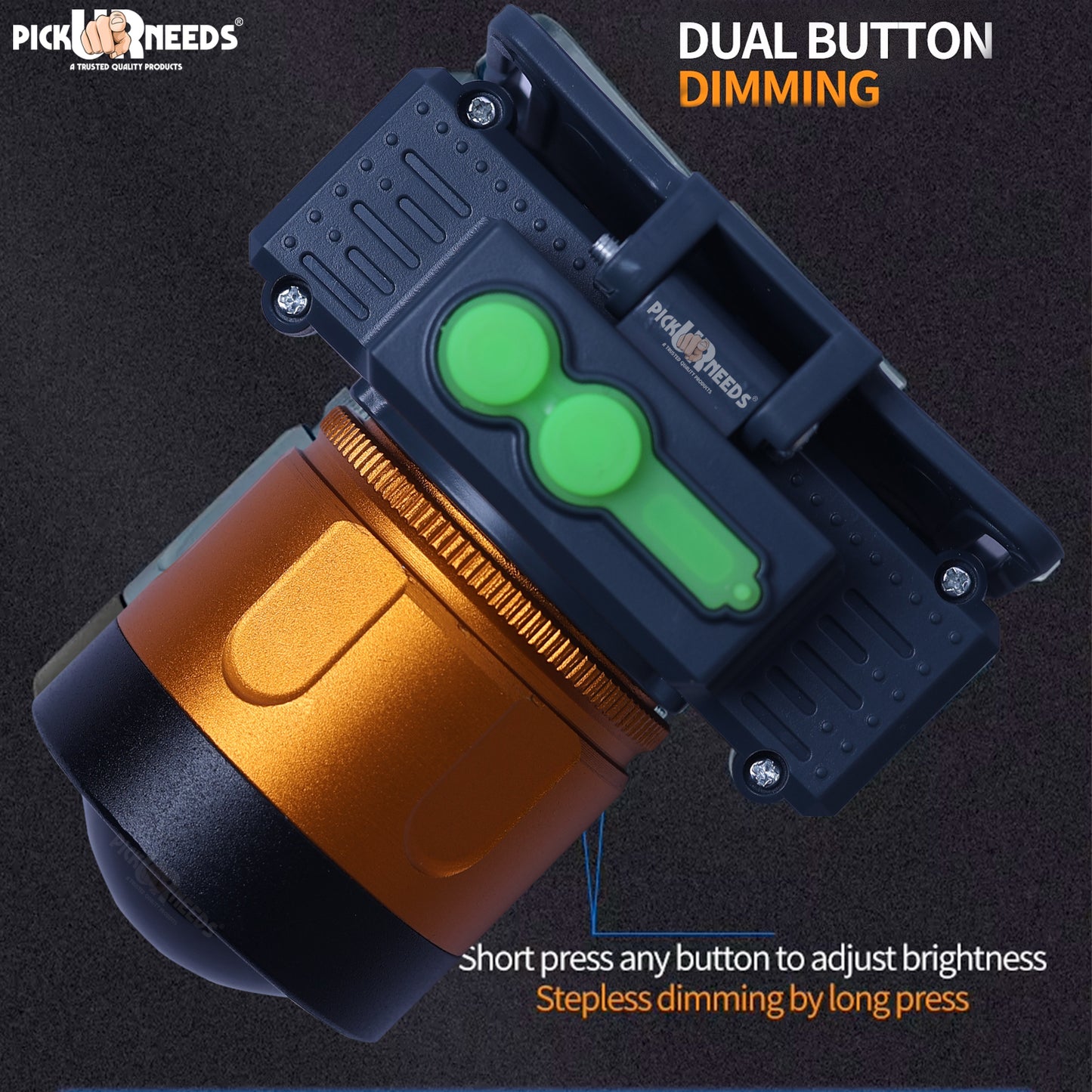 Pick Ur Needs Rechargeable Aluminium Body Head Lamp 3 Mode LED Zooming Head 200W Laser Type C 5 hrs Torch Emergency Light