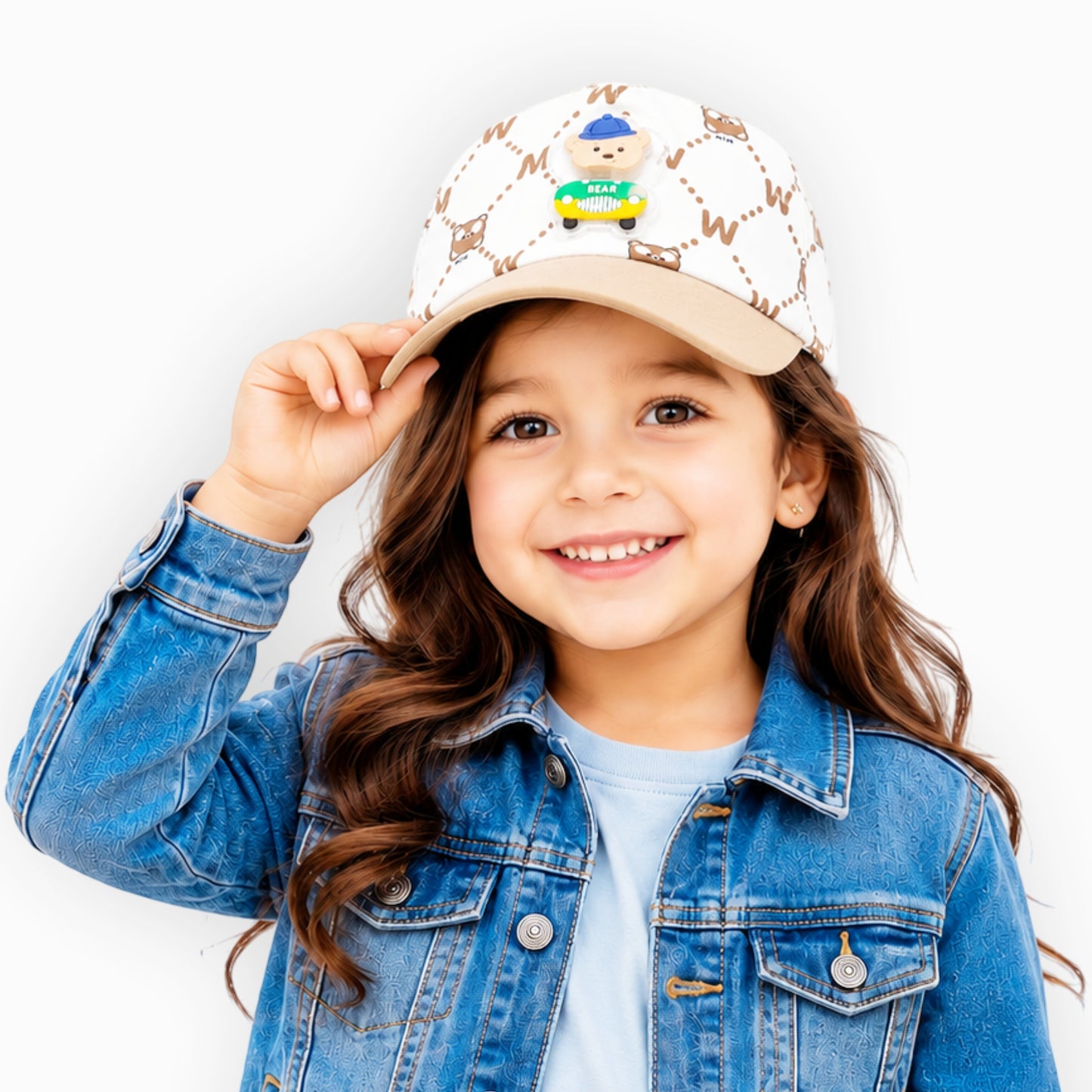Pick Ur Needs Kids Baseball Cap with Cute Bear LED Light Design Comfort Fit for Boys & Girls Adjustable Buckle