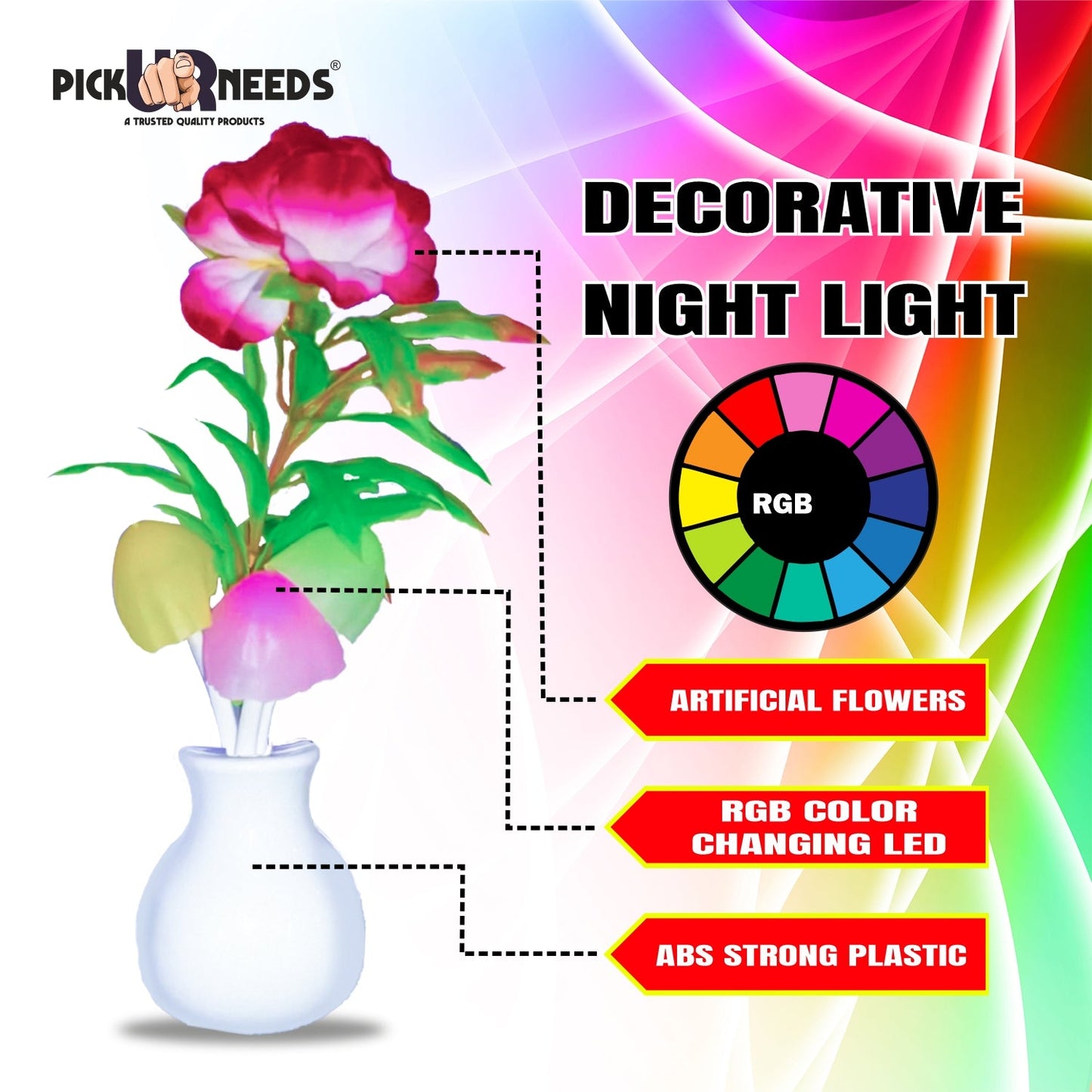 Pick Ur Needs Auto On/Off Color Changing Sensor LED Night Light Mushroom Lamp Plu