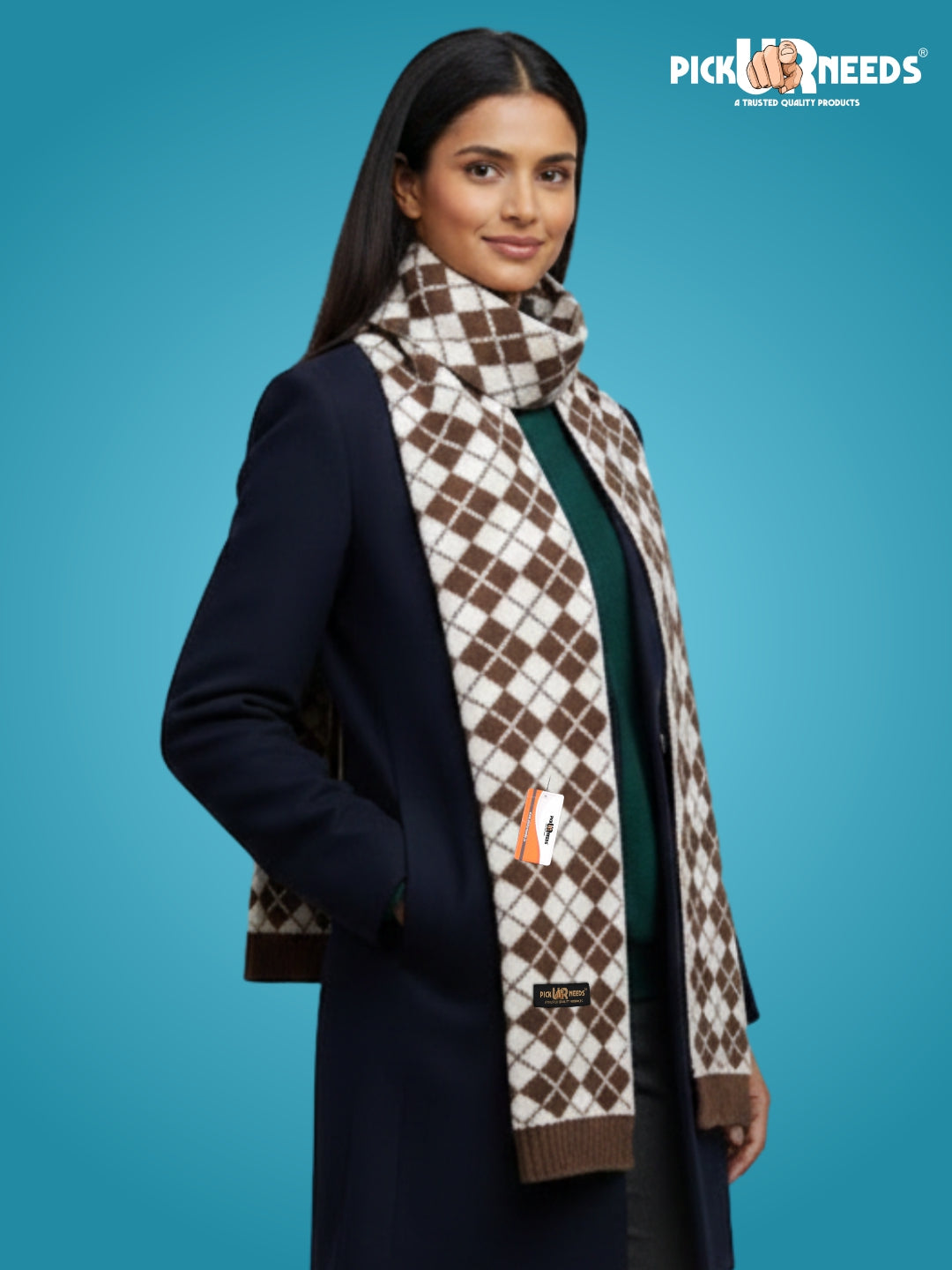 Pick Ur Needs Classic Checkered Woolen Scarf for Winter Warm Muffler Soft, Cozy & Stylish Cold Weather Wrap For Women