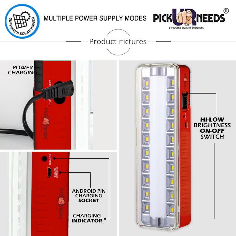 Pick Ur Needs Emergency Rechargeable Dual Mode LED Tube+ 20 SMD Floor Lantern Lamp Light With 7 hrs Flood Lamp Emergency Light