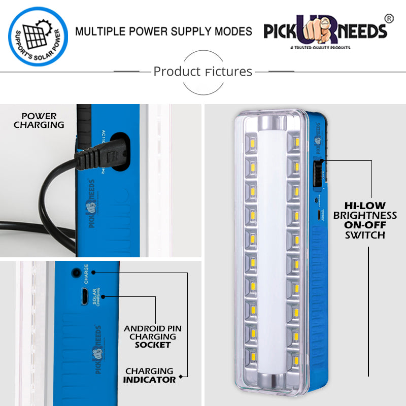 Pick Ur Needs Emergency Rechargeable Dual Mode LED Tube+ 20 SMD Floor Lantern Lamp Light With 7 hrs Flood Lamp Emergency Light