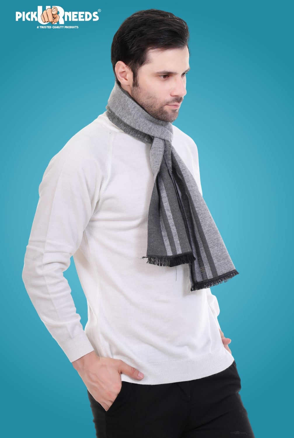 Pick Ur Needs Men's Muffler Check Desgin Premium Woolen Blend Fabric Stylish Look Muffler For Men