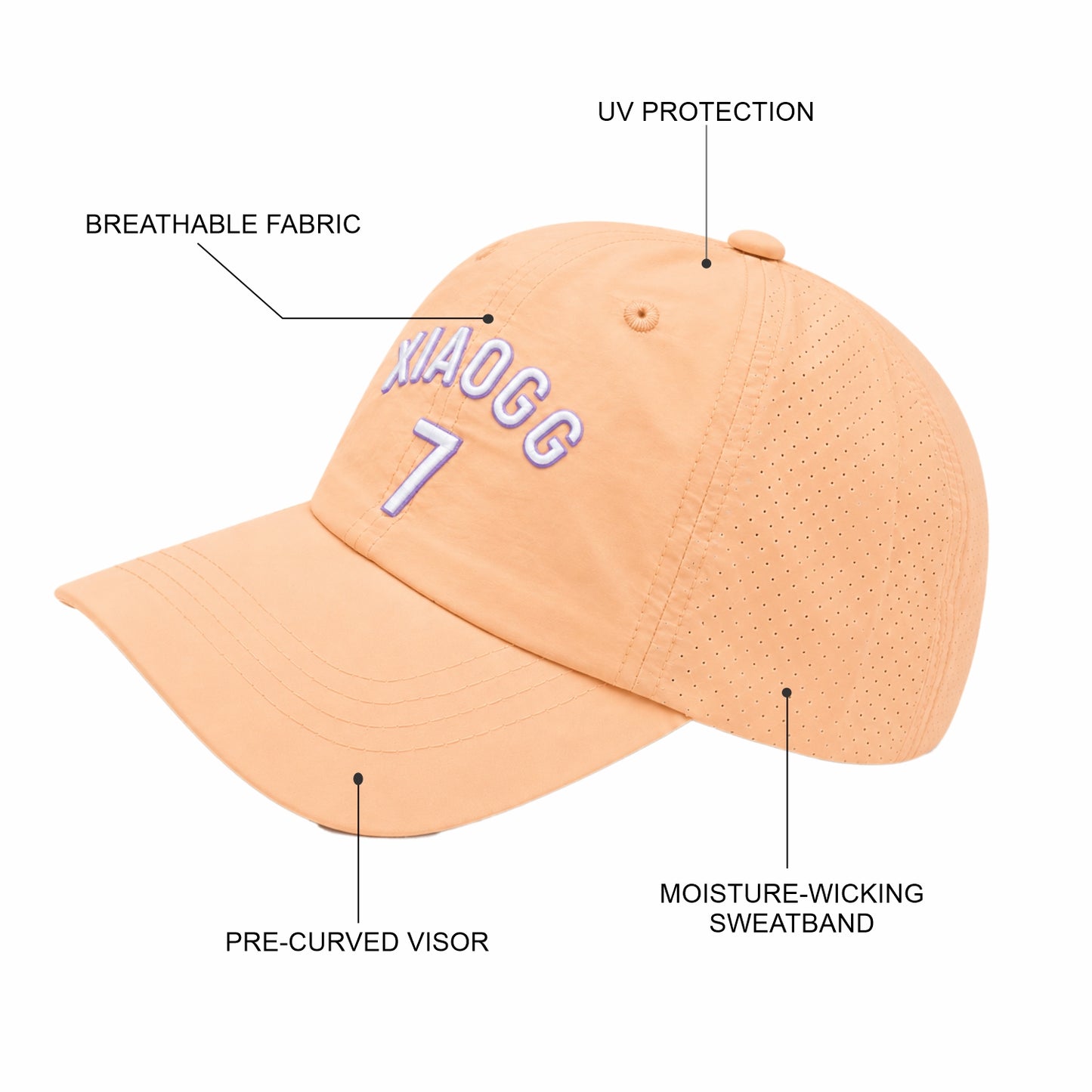 Pick Ur Needs Lightweight Baseball Cap, Breathable Perforated Panels, 3D Embroidery, Adjustable Fit, Sun Protection Unisex, Sports & Outdoor