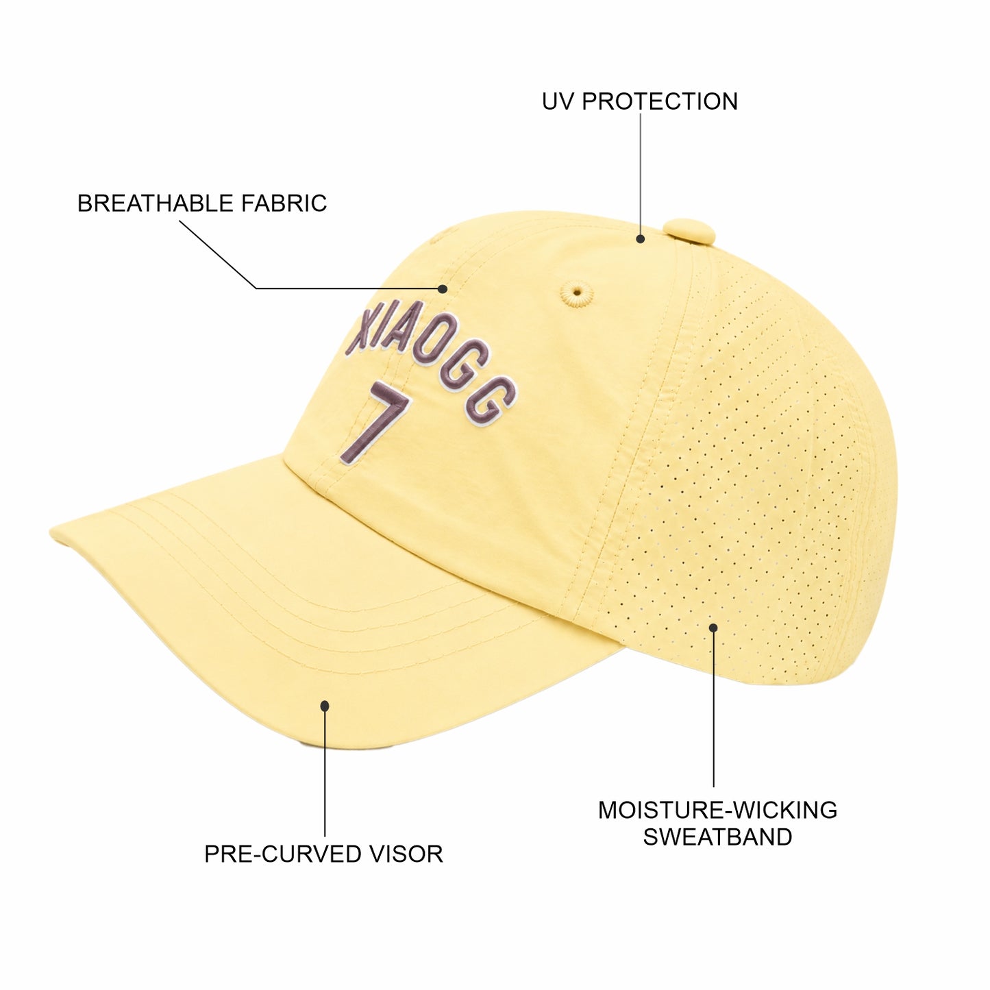 Pick Ur Needs Lightweight Baseball Cap, Breathable Perforated Panels, 3D Embroidery, Adjustable Fit, Sun Protection Unisex, Sports & Outdoor
