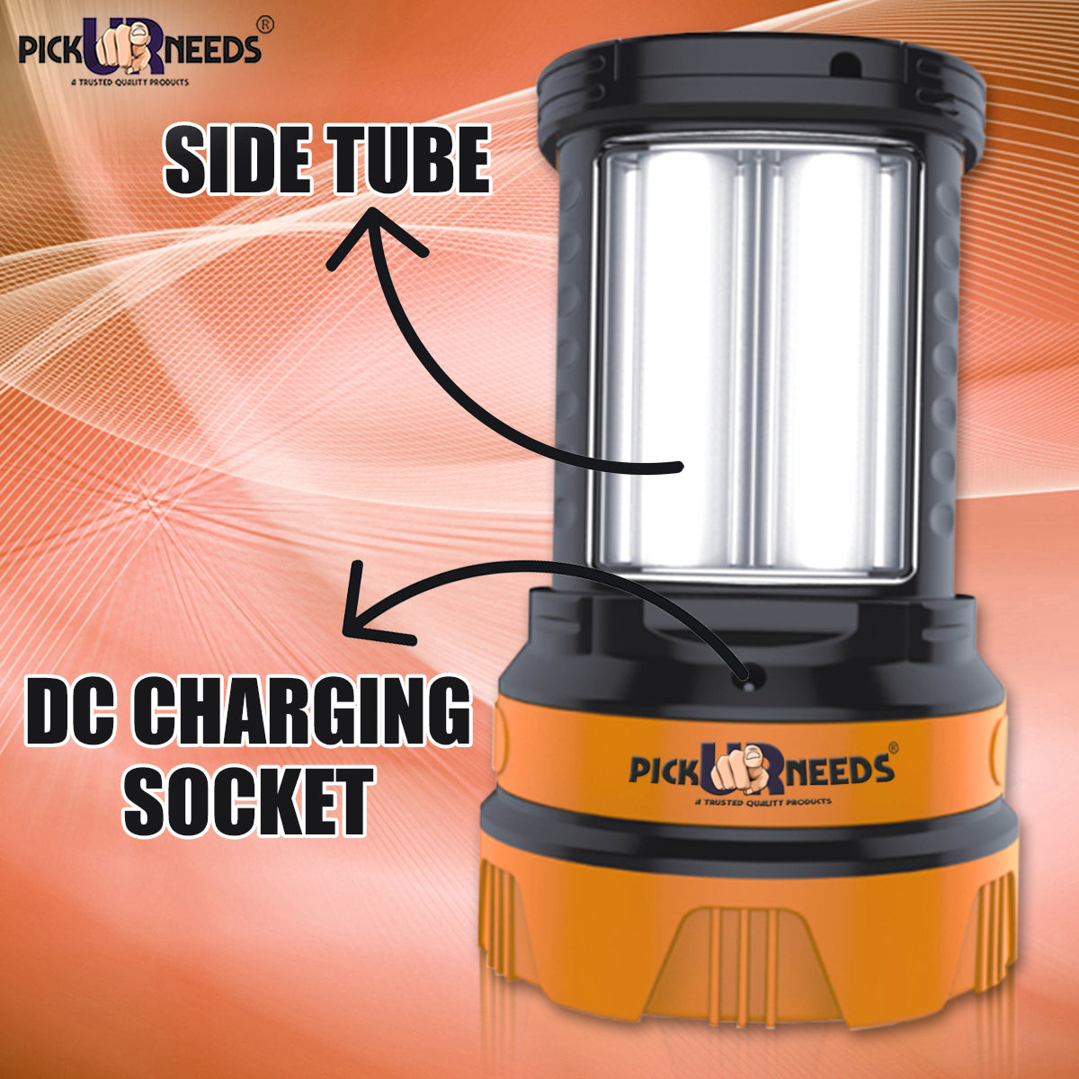 Pick Ur Needs Premium Quality 50 Watt Rechargeable Long Range Search Torch With 2 Side Emergency Tube Light