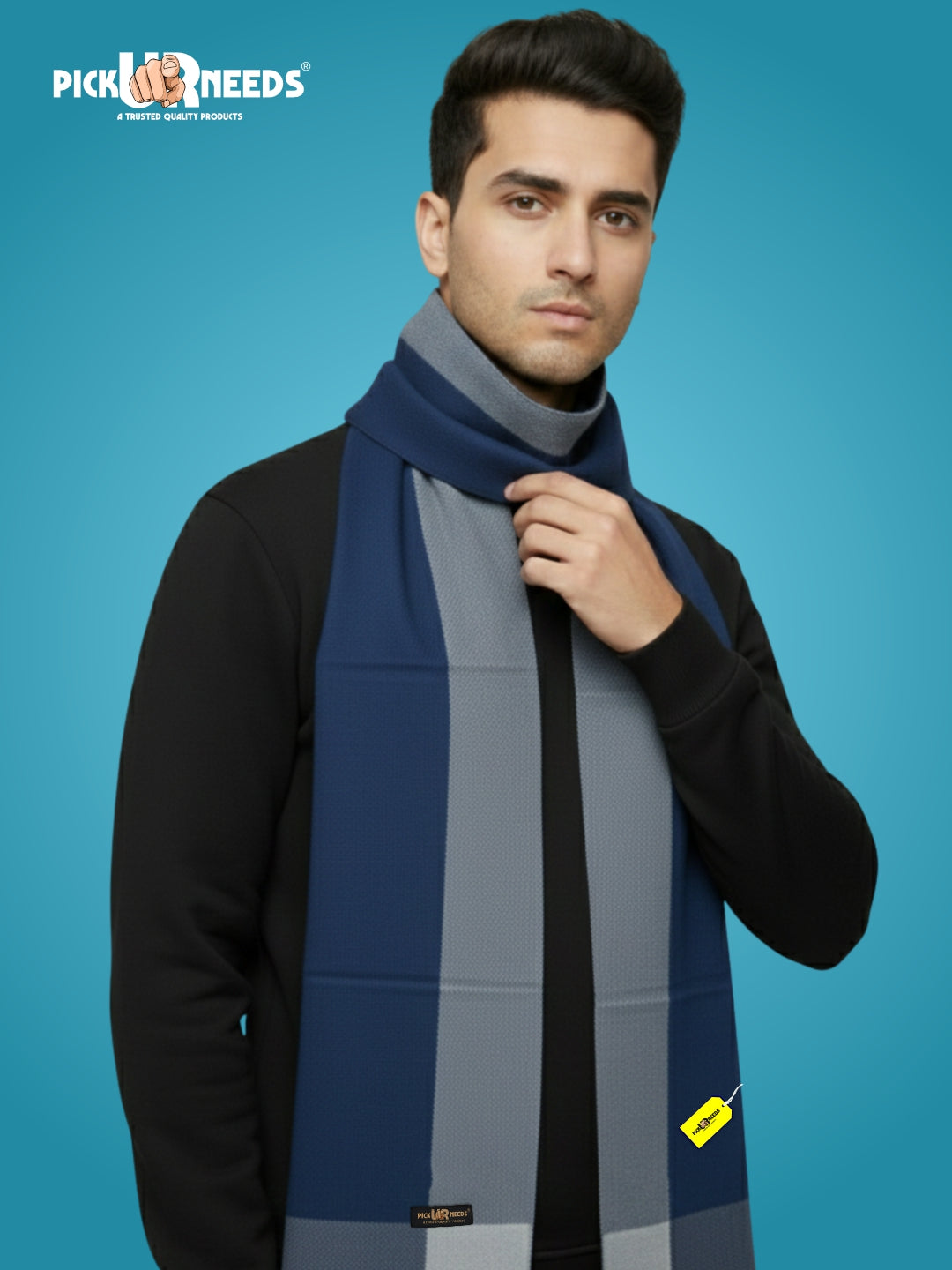 Pick Ur Needs Men’s Premium Winter Wool Muffler – Soft & Warm Knitted Scarf for Casual, Office & Travel Stylish Stripe Design