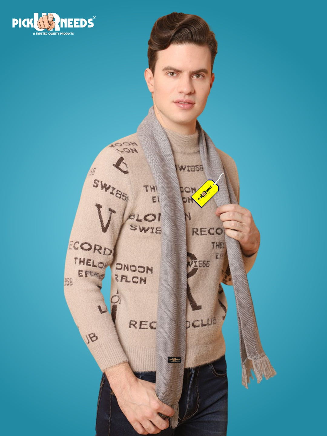 Pick Ur Needs Premium Soft, Warm & Breathable Wool Blend Winter Scarf for Men Fashionable Elegant Muffler