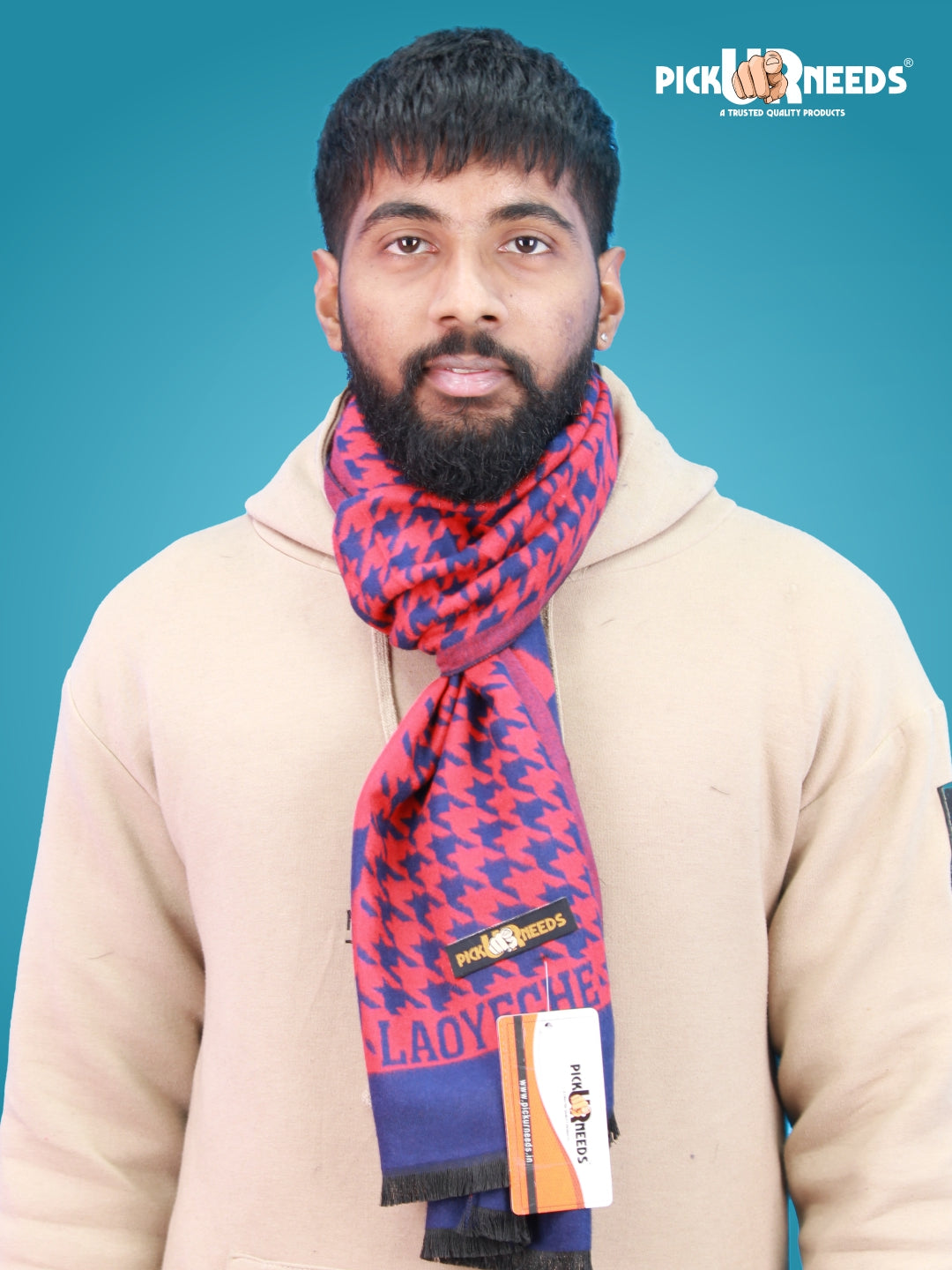 Pick Ur Needs Wool Blend Muffler for Men Soft Winter Scarf with Elegant Checks All-Day Comfort