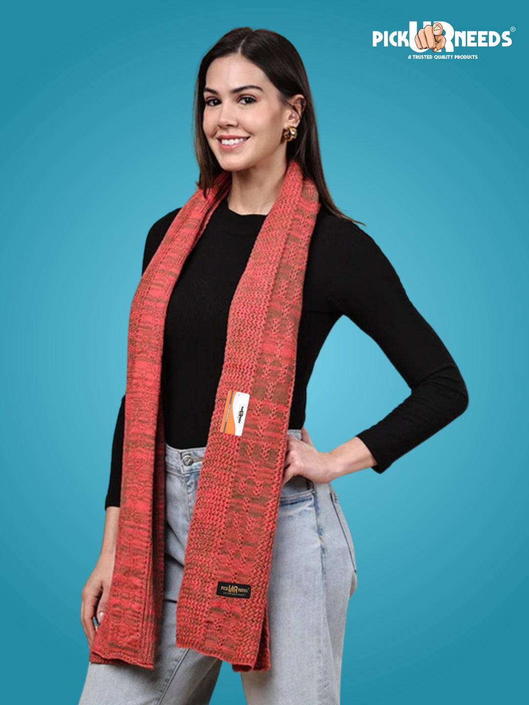 Pick Ur Needs Women’s Knitted Winter Scarf – Soft, Warm & Stylish Casual Long Muffler Stole for Girls