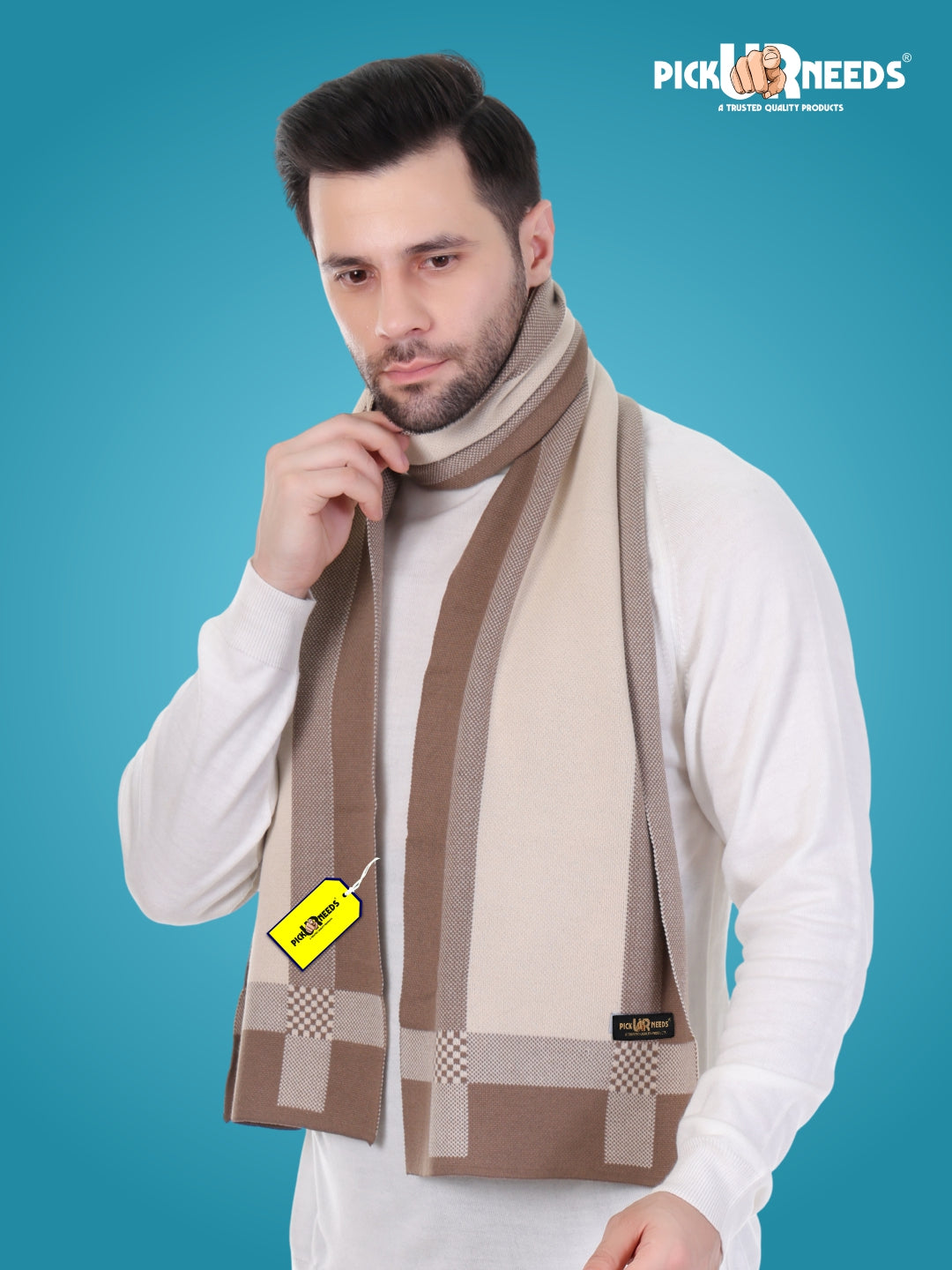 Pick Ur Needs Men’s Premium Winter Wool Muffler – Soft & Warm Knitted Scarf for Casual, Office & Travel Stylish Stripe Design