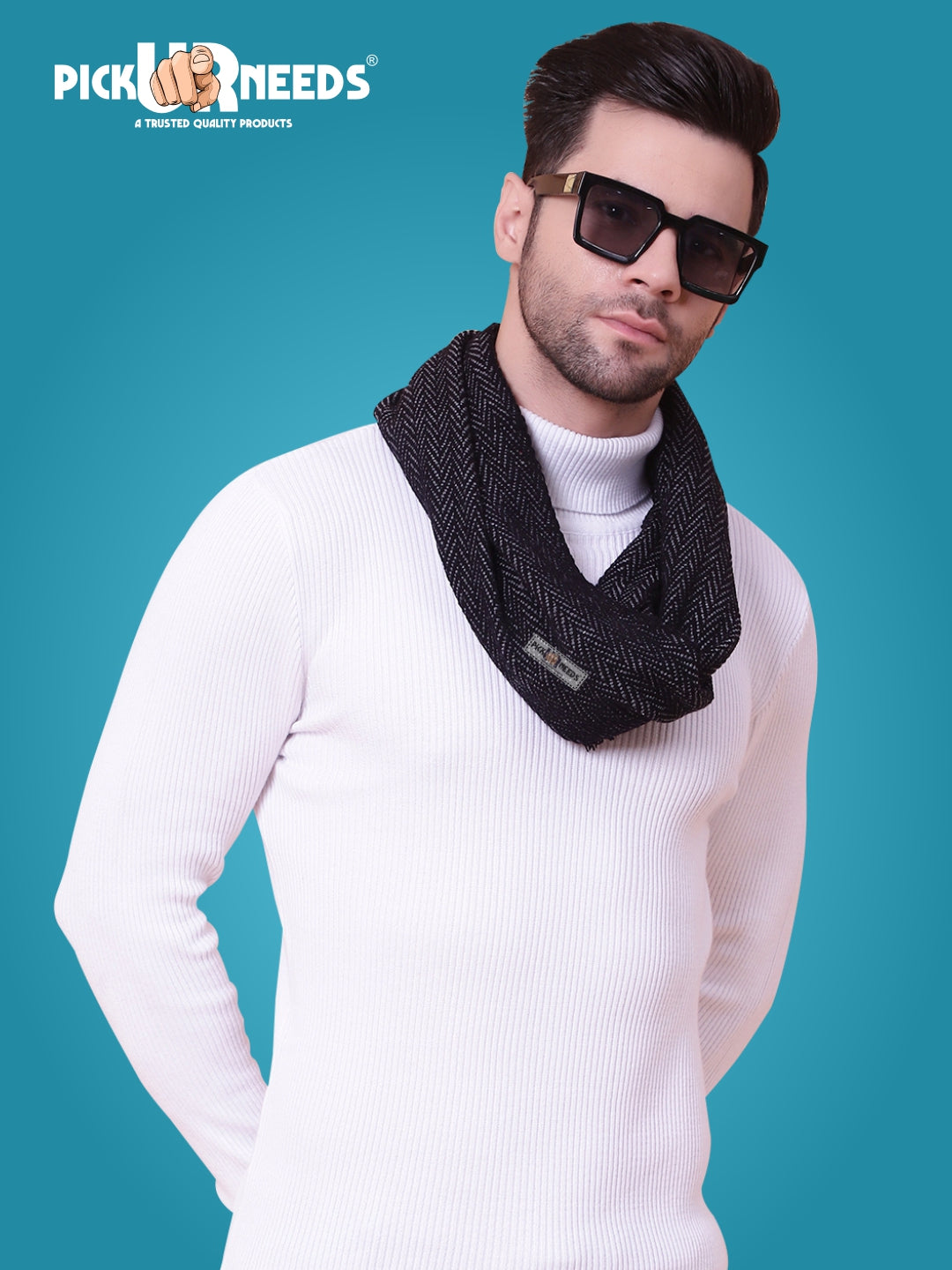 Pick Ur Needs Premium Men's Warm And Stylish Woolen Muffler With Multicolour Stripes And Stylish Tussles Ends