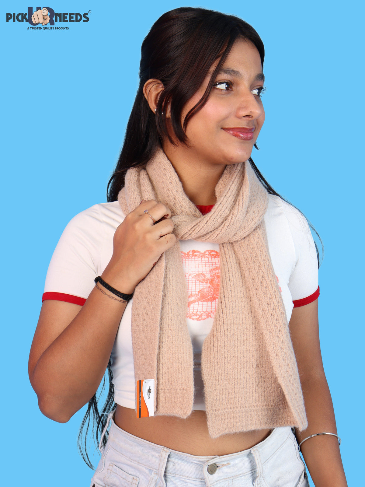 Pick Ur Needs Womens Soft Muffler Scarf, Lightweight Knitted Winter Stole, Warm & Cozy Long Neck Wrap for Women & Girls