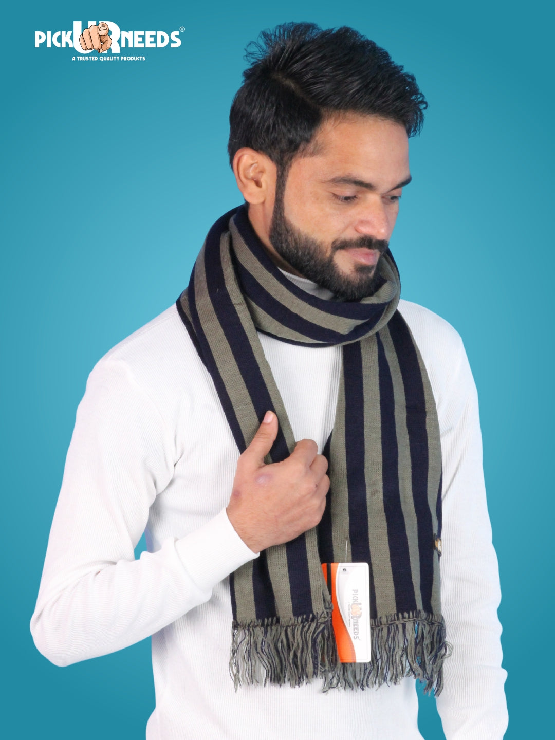 Pick Ur Needs Premium Soft Winter Muffler for Men Stylish Striped Woolen Scarf Warm & Comfortable