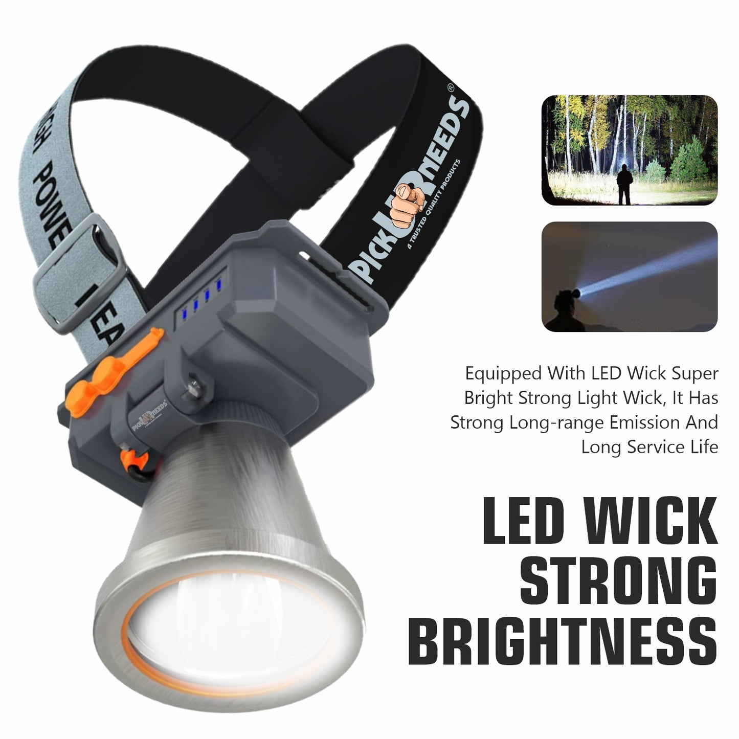 Pick Ur Needs Chargeable Head Lamp 3 Blink Mode Aluminum Body 2000mAh Battery 150W Bright LED 3 hrs Torch Emergency Light