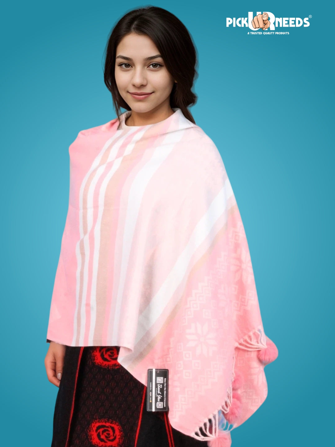 Pick Ur Needs Women's Soft Winter Shaw Warm Wool Blend Wrap  Stylish Tassel Stole
