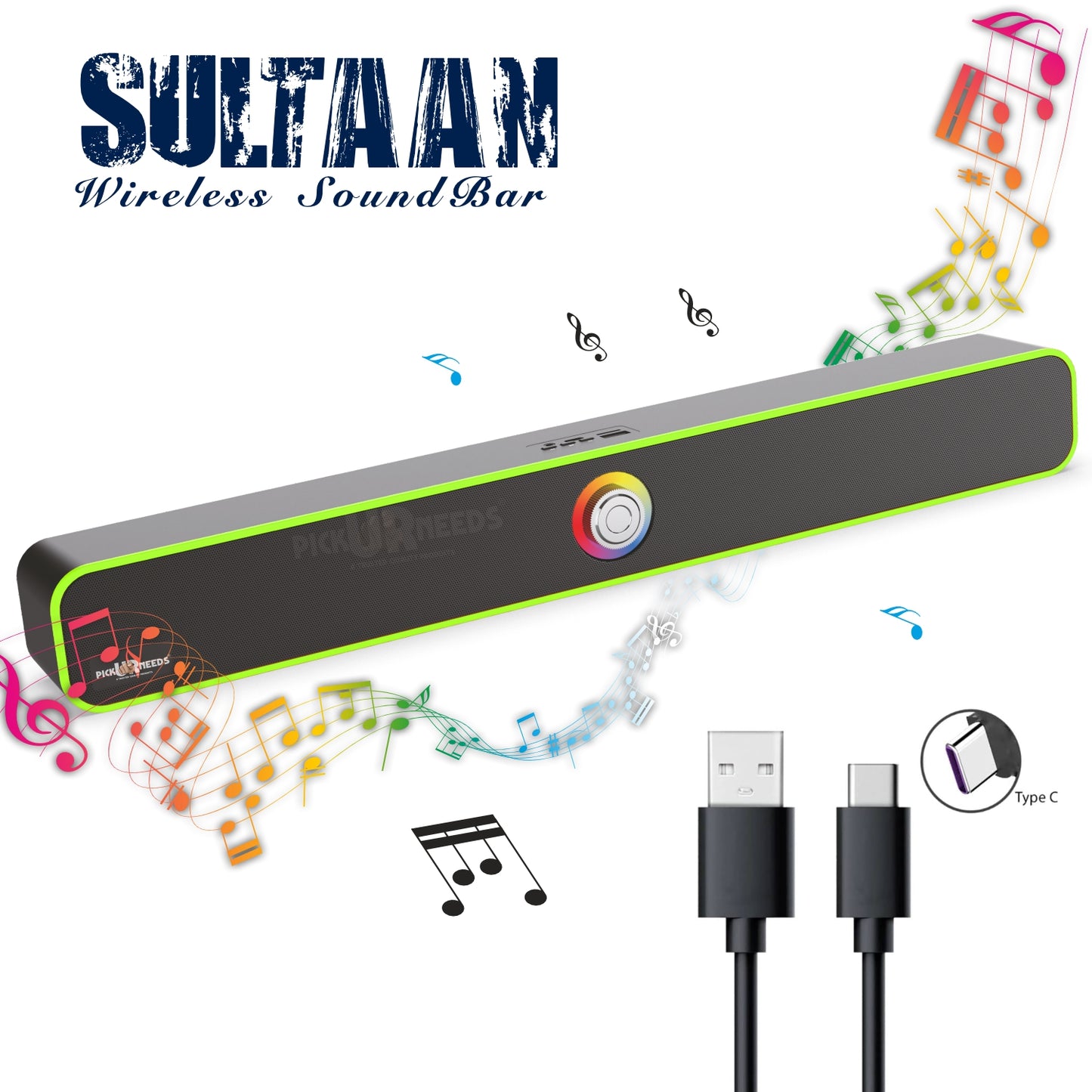 Pick Ur Needs Bluetooth Soundbar Speaker Portable 40W with 240F Card USB Playback Dynamic Thunder Bass Home TV Sound Bar