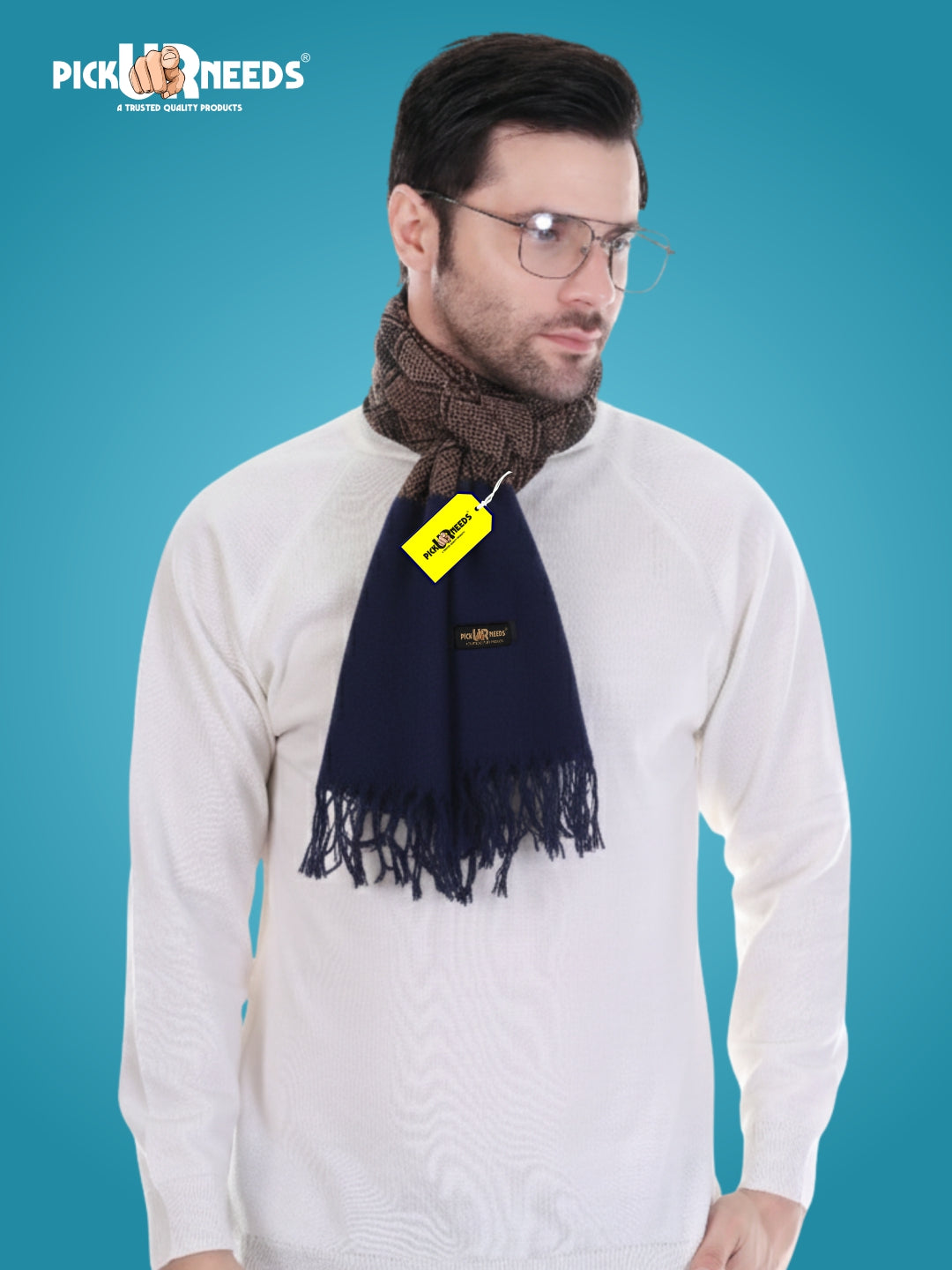 Pick Ur Needs Men’s Premium Winter Scarf Soft Knitted Muffler with Diamond Pattern Warm, Stylish & Lightweight for Cold Weather