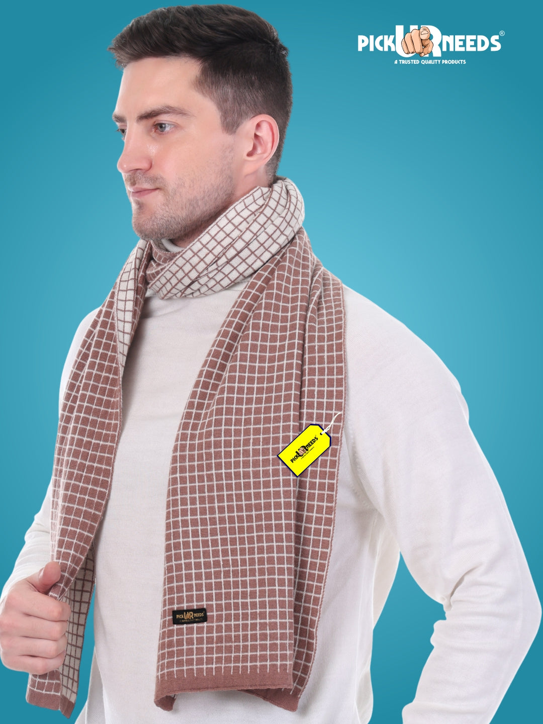 Pick Ur Needs Premium Checkered Winter Scarf, Muffler for Men – Soft, Warm, Breathable & Stylish