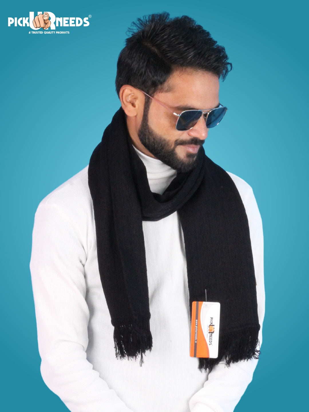 Pick Ur Needs Men’s Winter Woolen Muffler Soft & Warm Knitted Scarf with Fringes Premium Warm Mufflers
