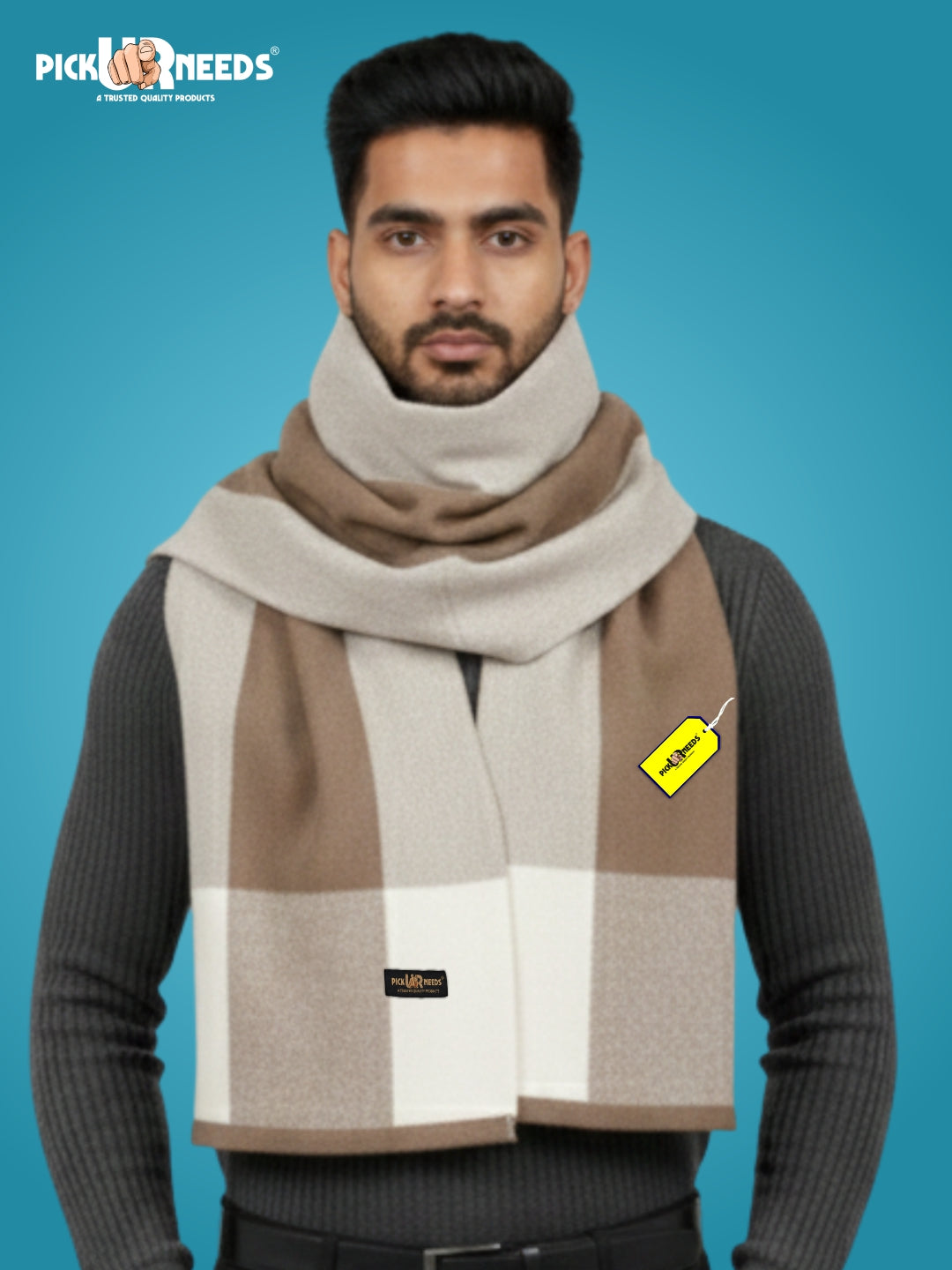 Pick Ur Needs Men’s Premium Winter Wool Muffler – Soft & Warm Knitted Scarf for Casual, Office & Travel Stylish Stripe Design