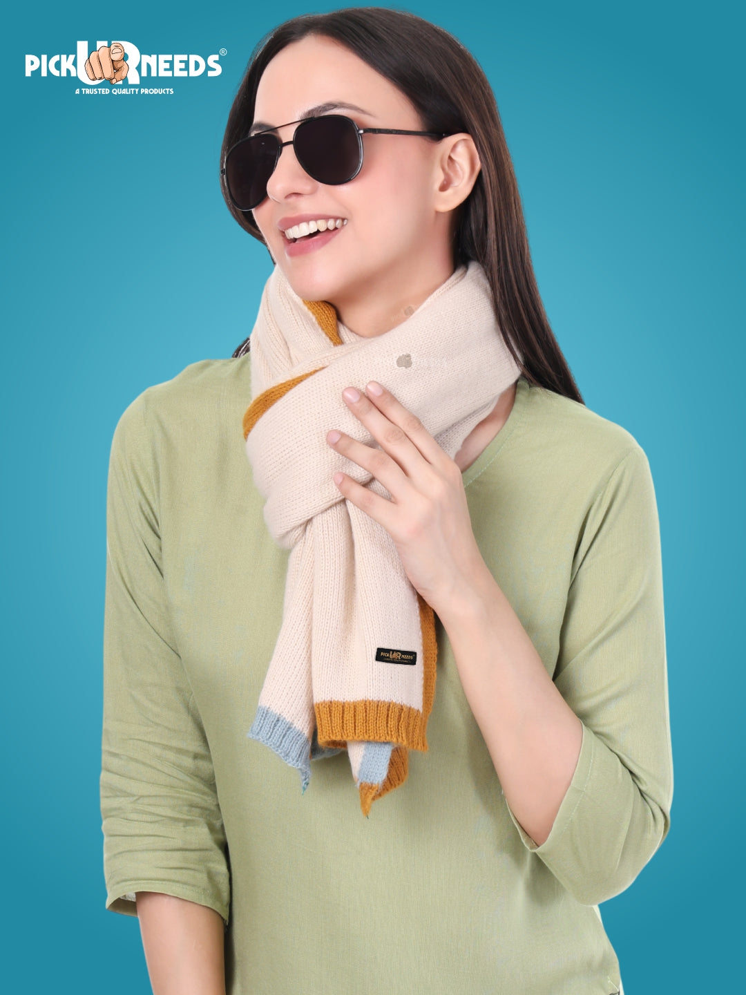 Pick Ur Needs Women's Knit Shawl Wrap with Border Soft, Warm & Lightweight Winter Stole Elegant Tan Bordered Scarf for Girls